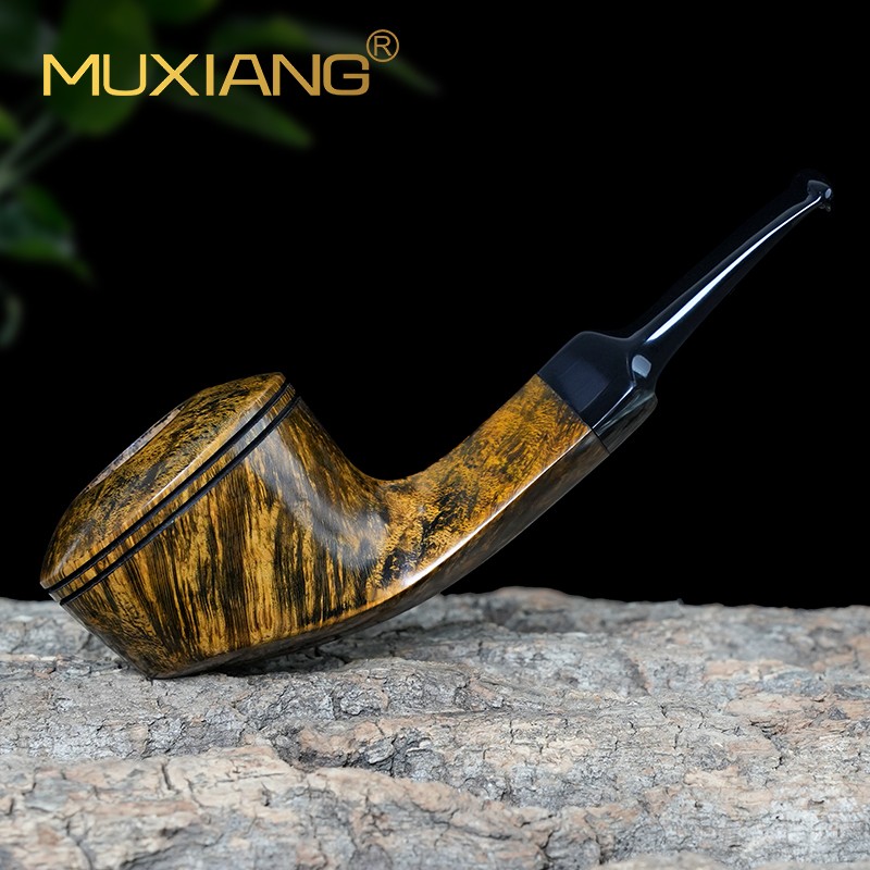 Handmade Briar Bulldog Pipe Wooden Smooth Dublin Tobacco Pipe 3mm Acrylic Stem