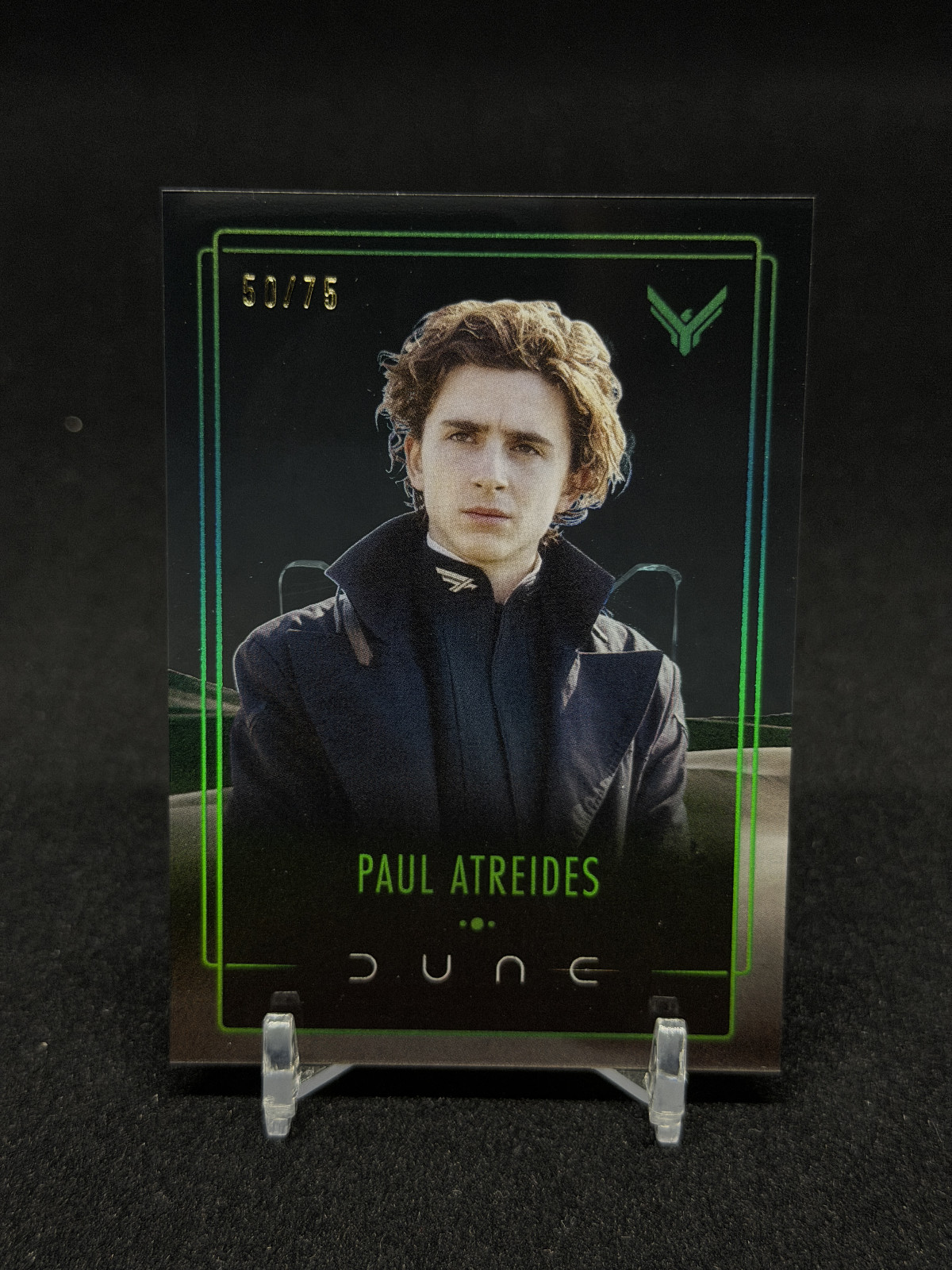 2024 Topps Chrome Dune Acrylics Green #DA-1 Paul Atreides /75 Timothee Chalamet 2024 Topps Chrome Dune Acrylics Green #DA-1 Paul Atreides /75 Timothee Chalamet