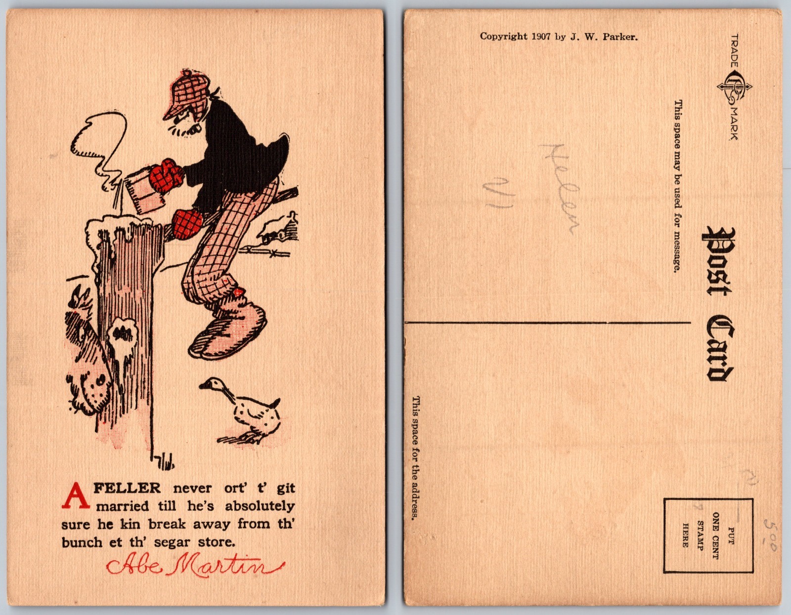 Abe Martin Comic Postcard
