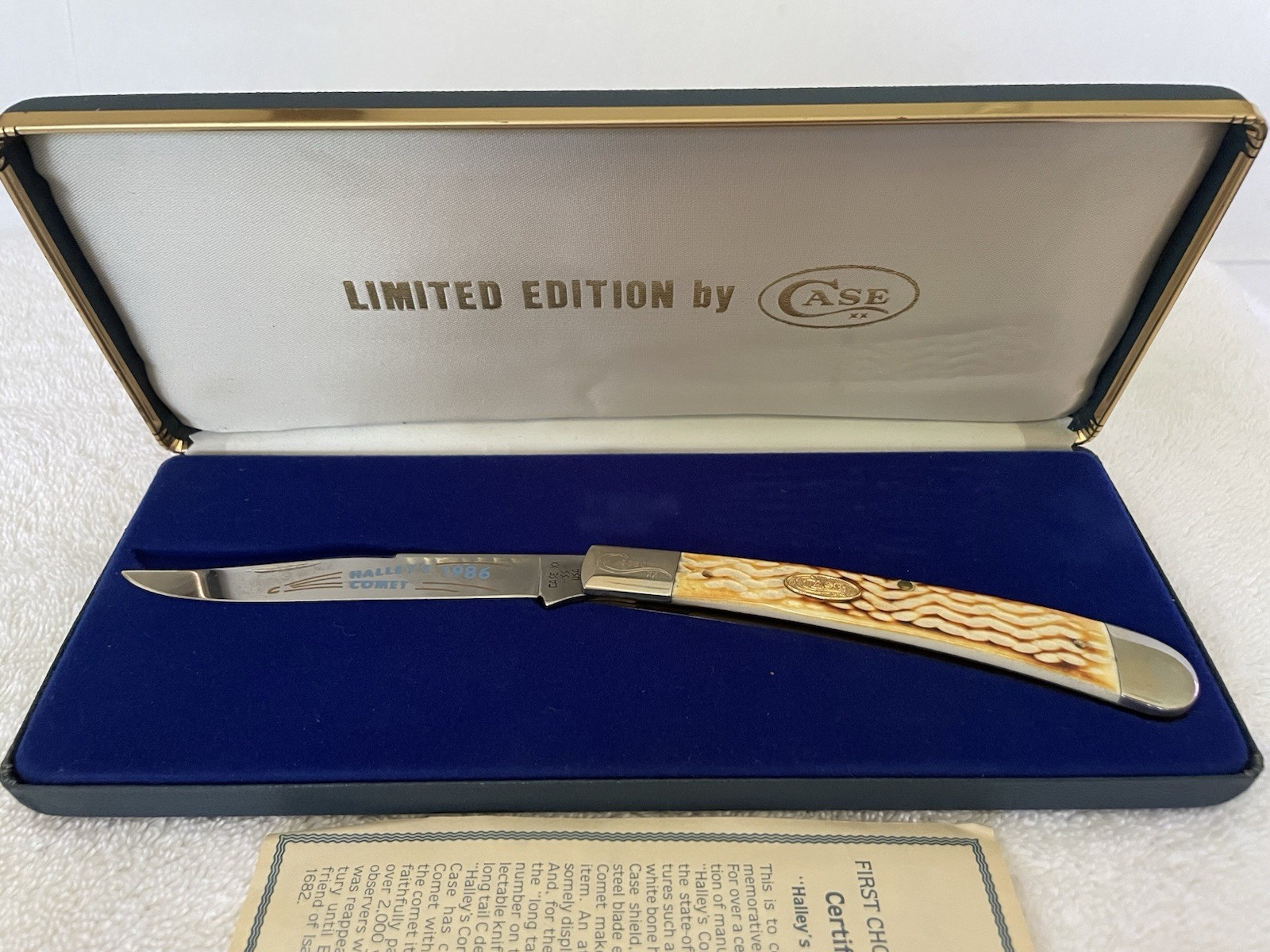 Case XX Halley’s Comet 1986 Bone Handle Stainless Clip Point Slipjoint Knife