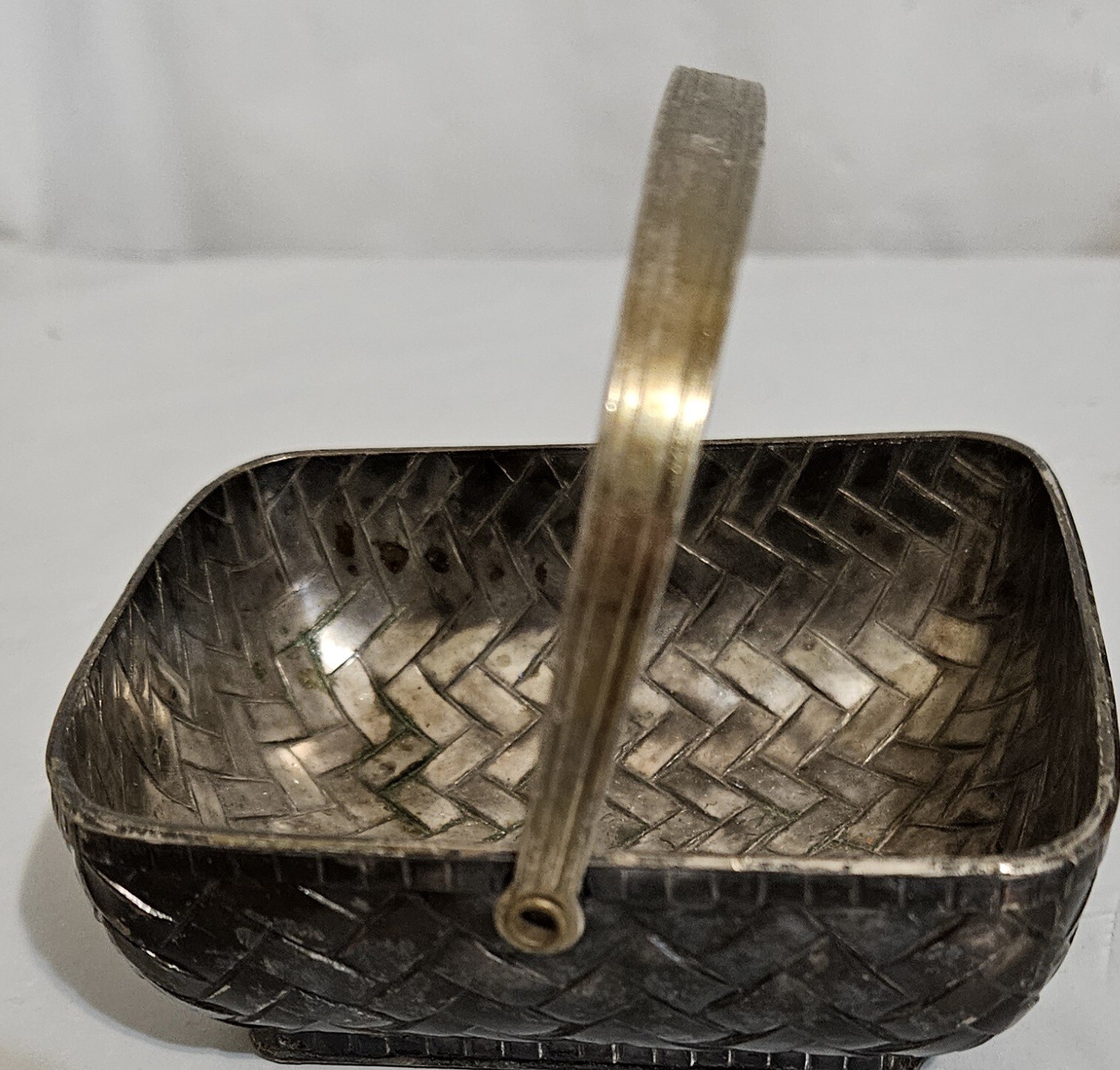 Raimond Antique Silverplate Basket Weaved Serving Candy Dish 3 1/2 x 3\