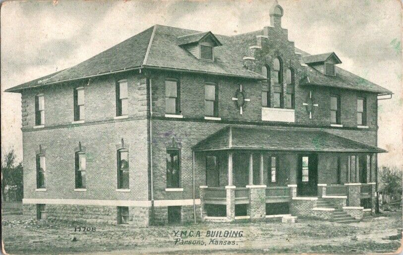 Postcard Young Men\'s Christian Association YMCA Parsons KS Kansas 1909     J-297