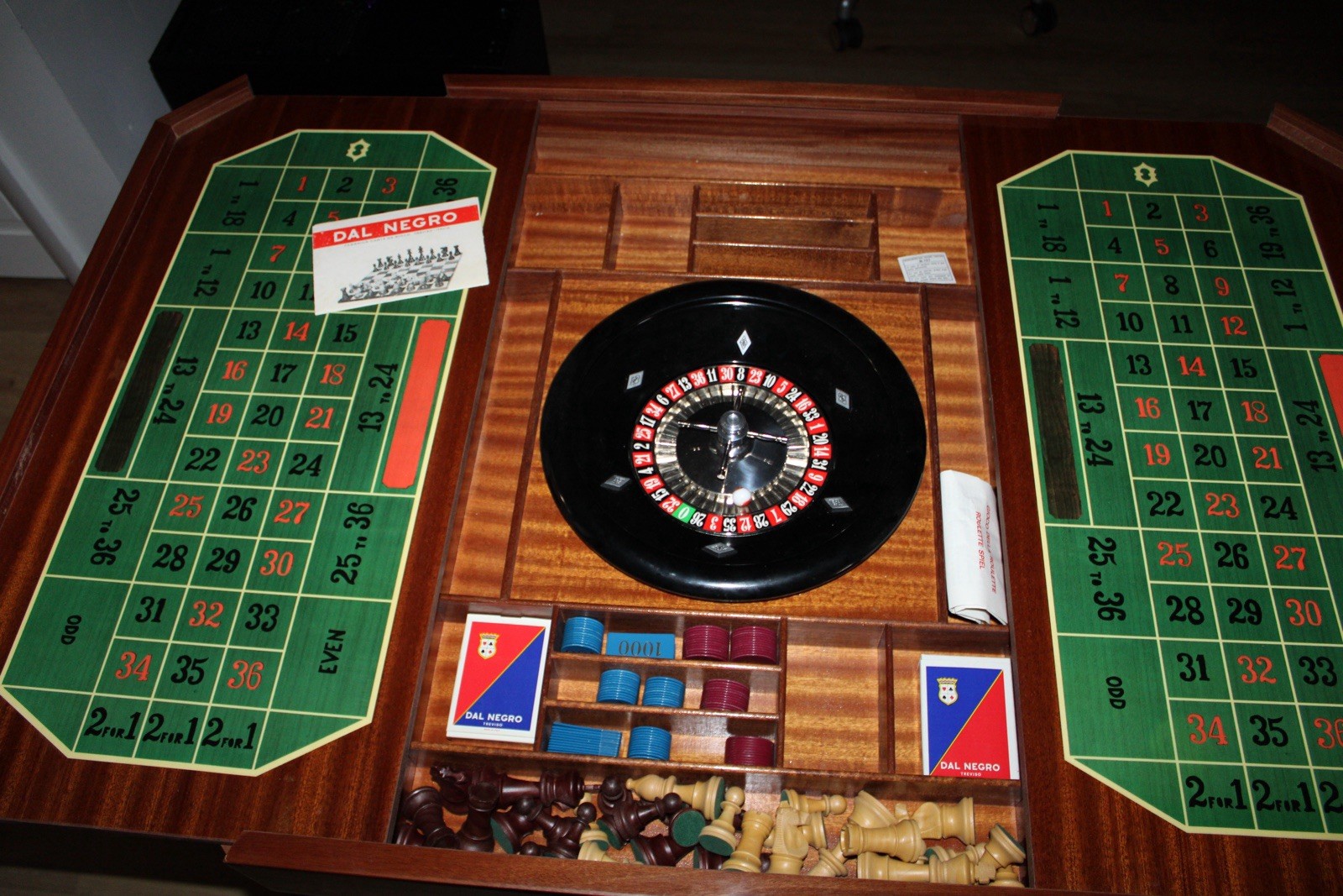 Dal Negro Italian Roulette Table Set – Antique, Complete (New Old Stock)