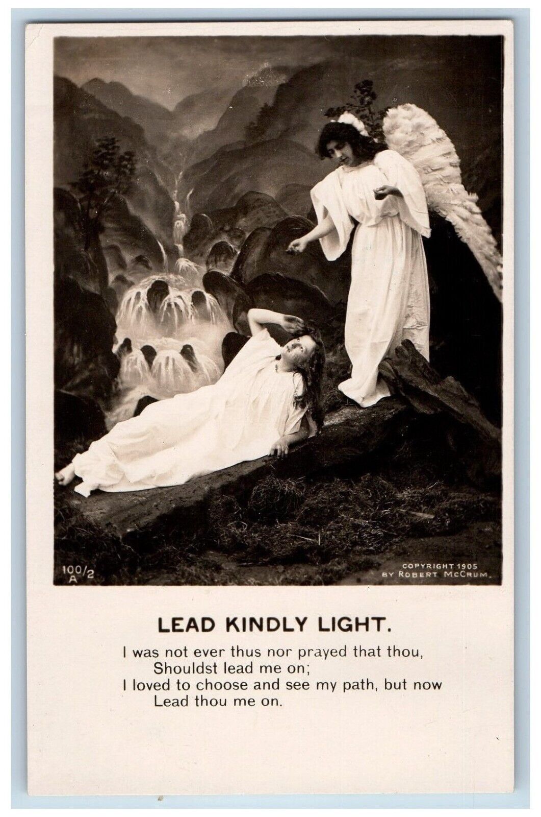 Bamforth Postcard RPPC Photo Angel Woman Lead Kindly Light 1907 Posted Antique