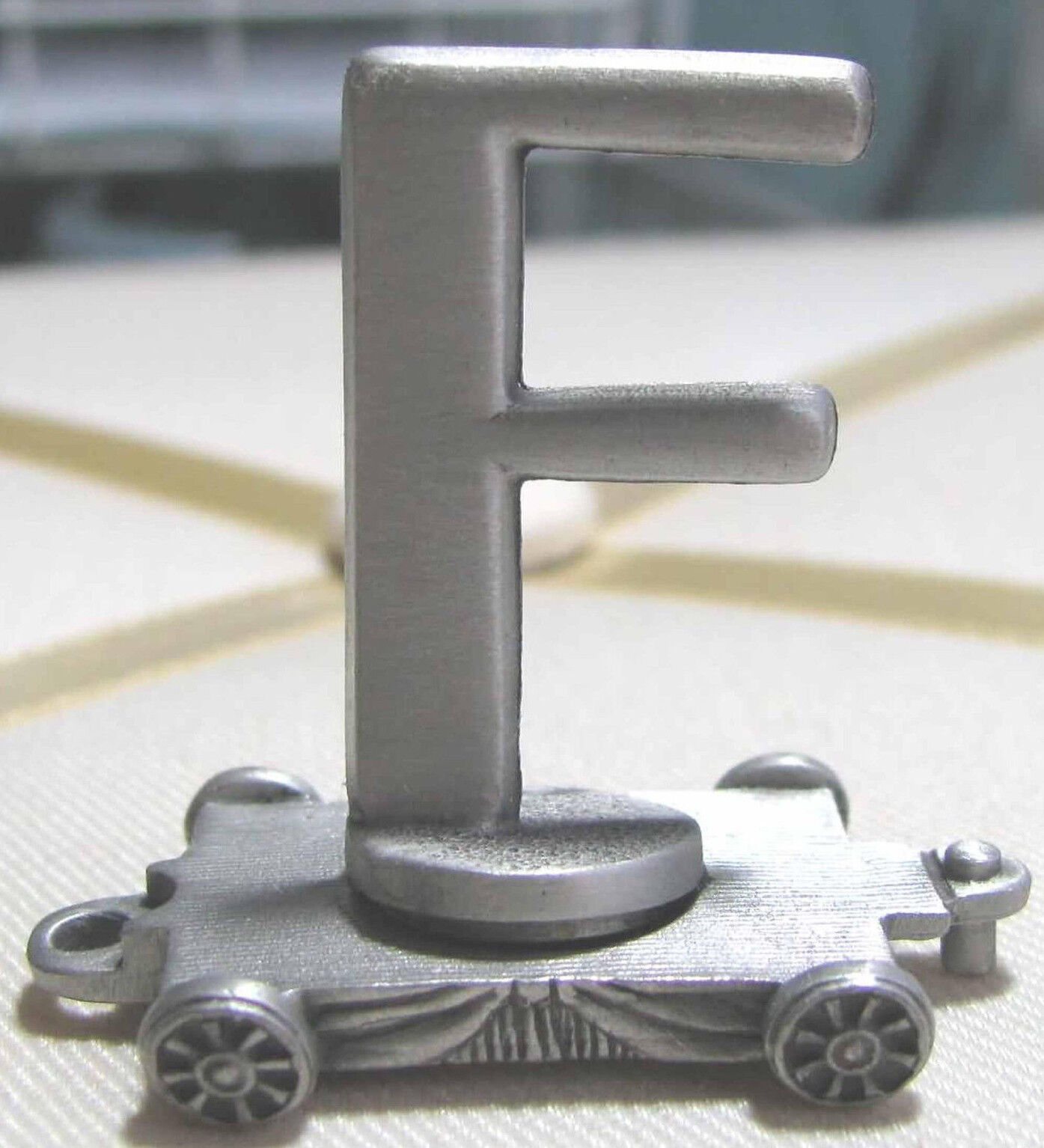 LETTER F FORT PEWTER - LASTING EXPRESSIONS PEWTER TRAIN CAR Vintage Miniature. 