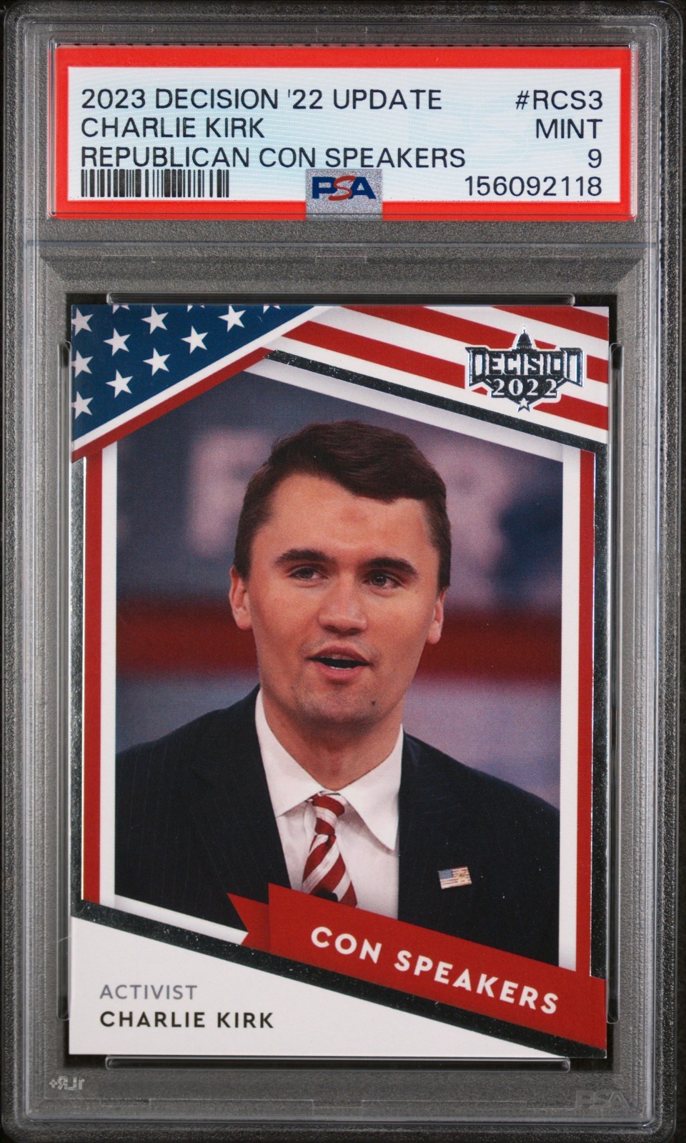 2023 CHARLIE KIRK PSA 9 Decision 2022 Update #RCS3 RC Rare Rookie Card LOW POP