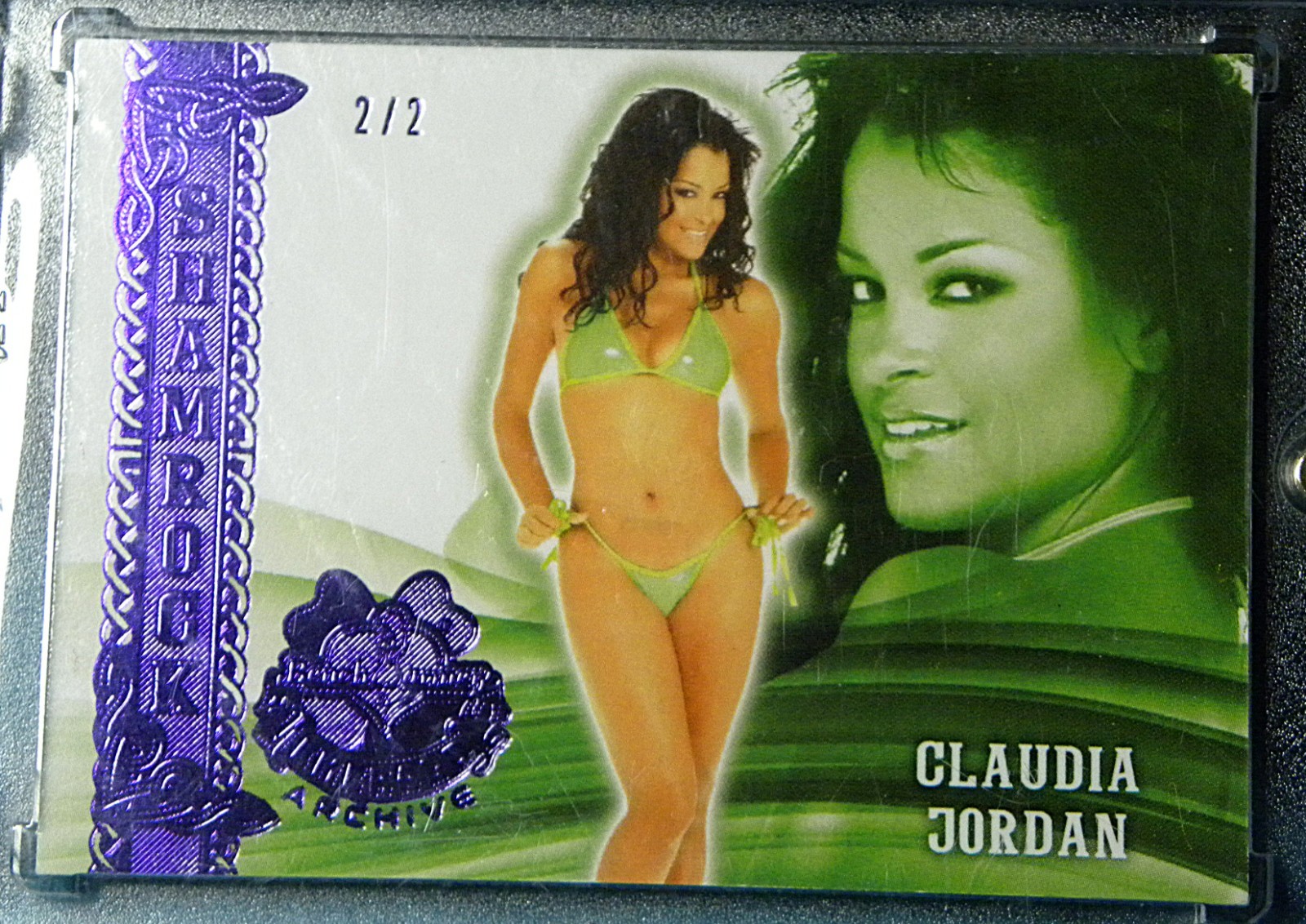 2023 Bench Warmer Emerald Archive Claudia Jordan Shamrock Purple Foil 2/2 SSP
