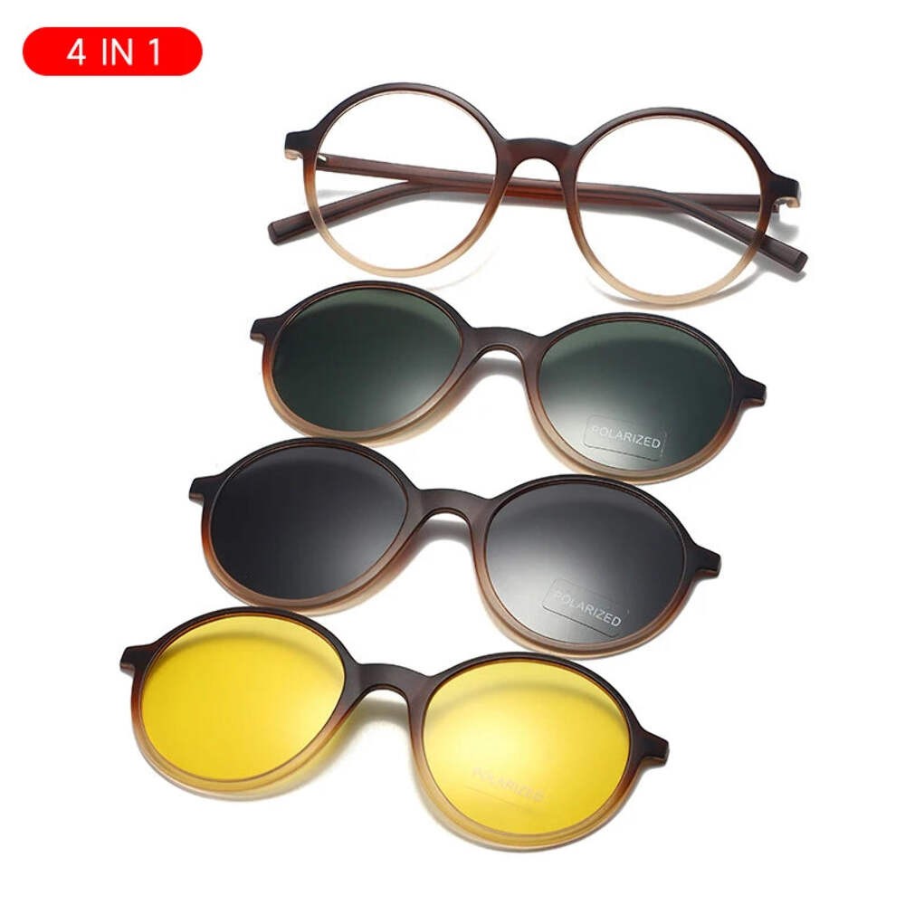 4 in 1 New Vintage Round Polarized Sunglasses For Men And Women UV400 Sun Glass