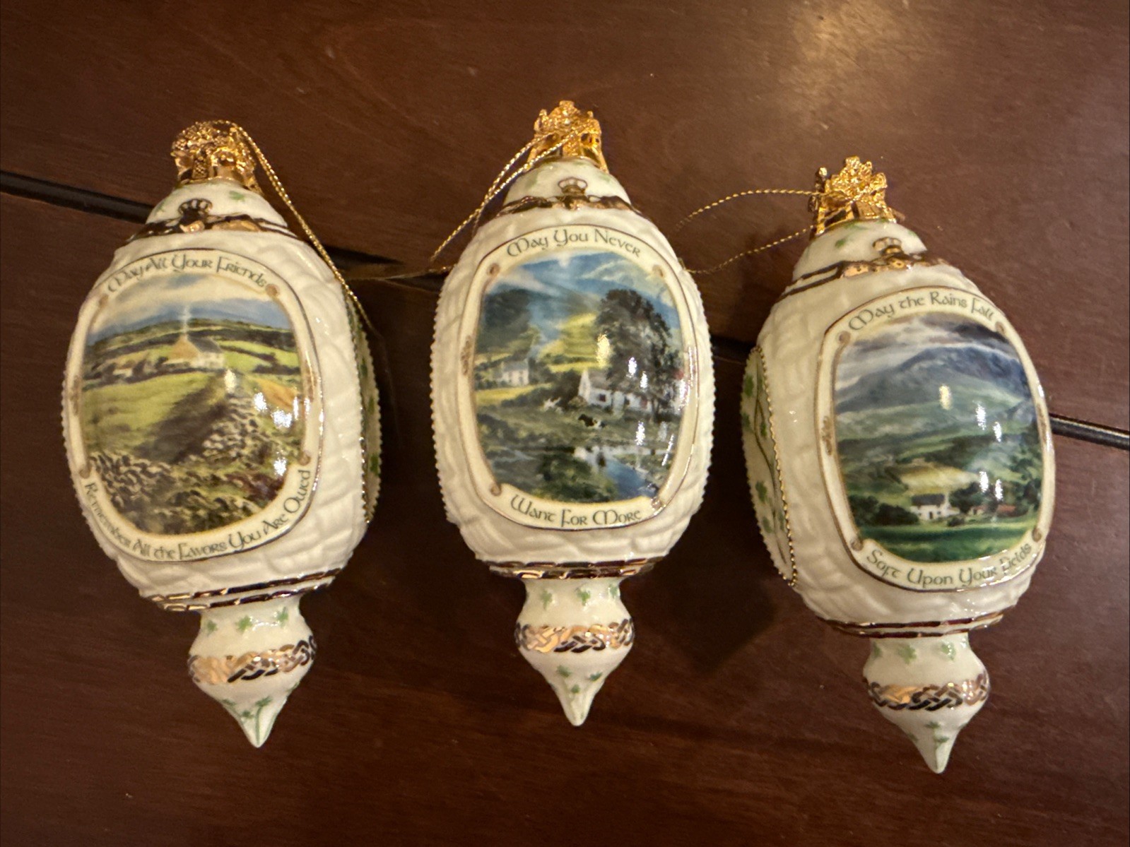 3 Bradford Exchange IRISH BLESSINGS Heirloom Porcelain Ornaments LOT #5