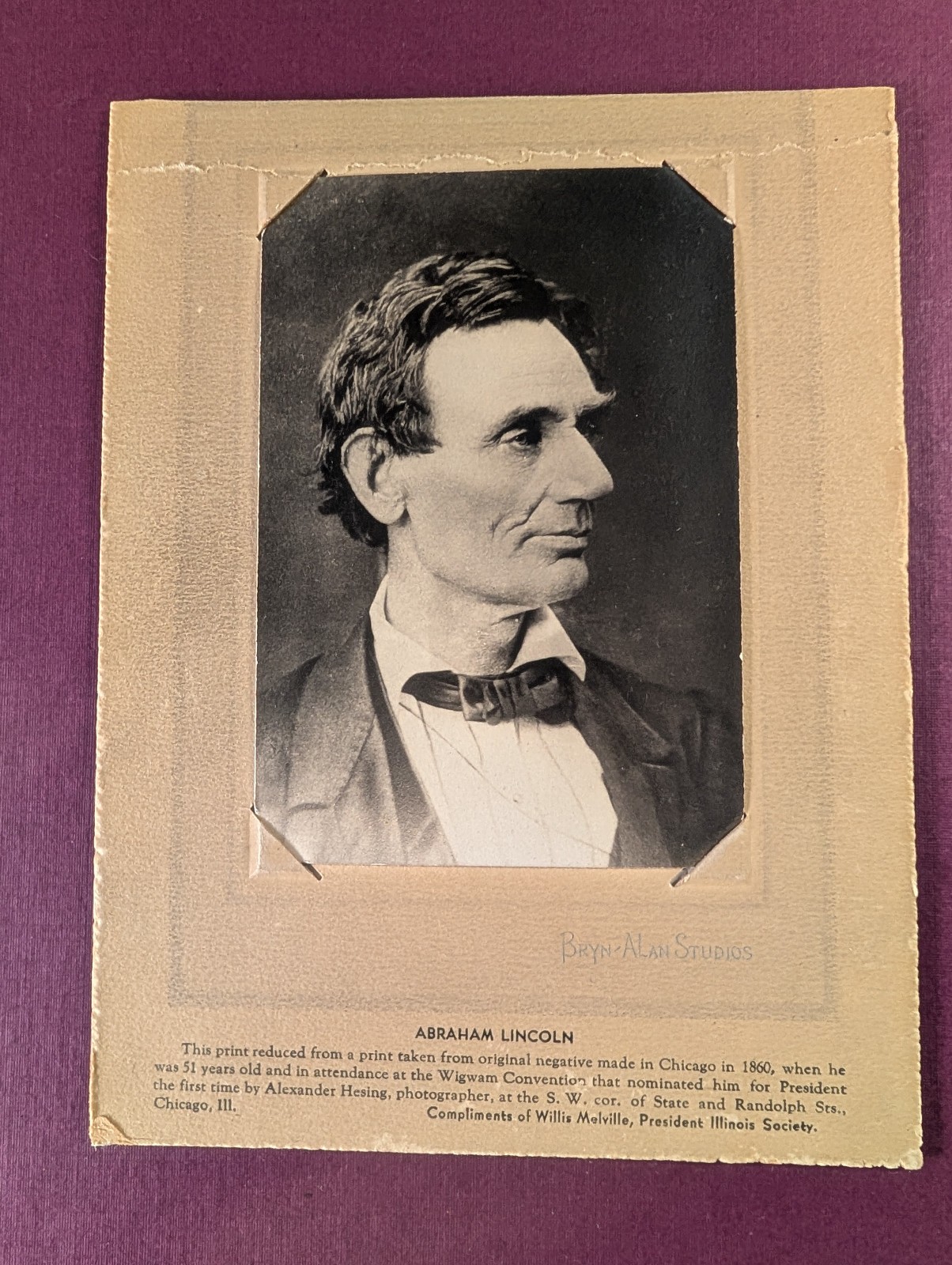 Abraham Lincoln 1860 Silver Print • From Original Alexander Hesler Negative • Fr