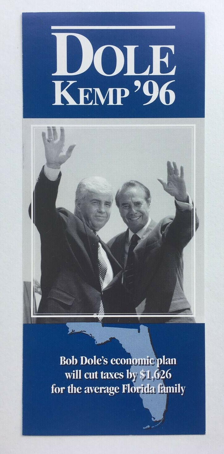 DOLE KEMP '96 Campaign Card Brochure Bob Dole Jack Kemp Presidential Candidates