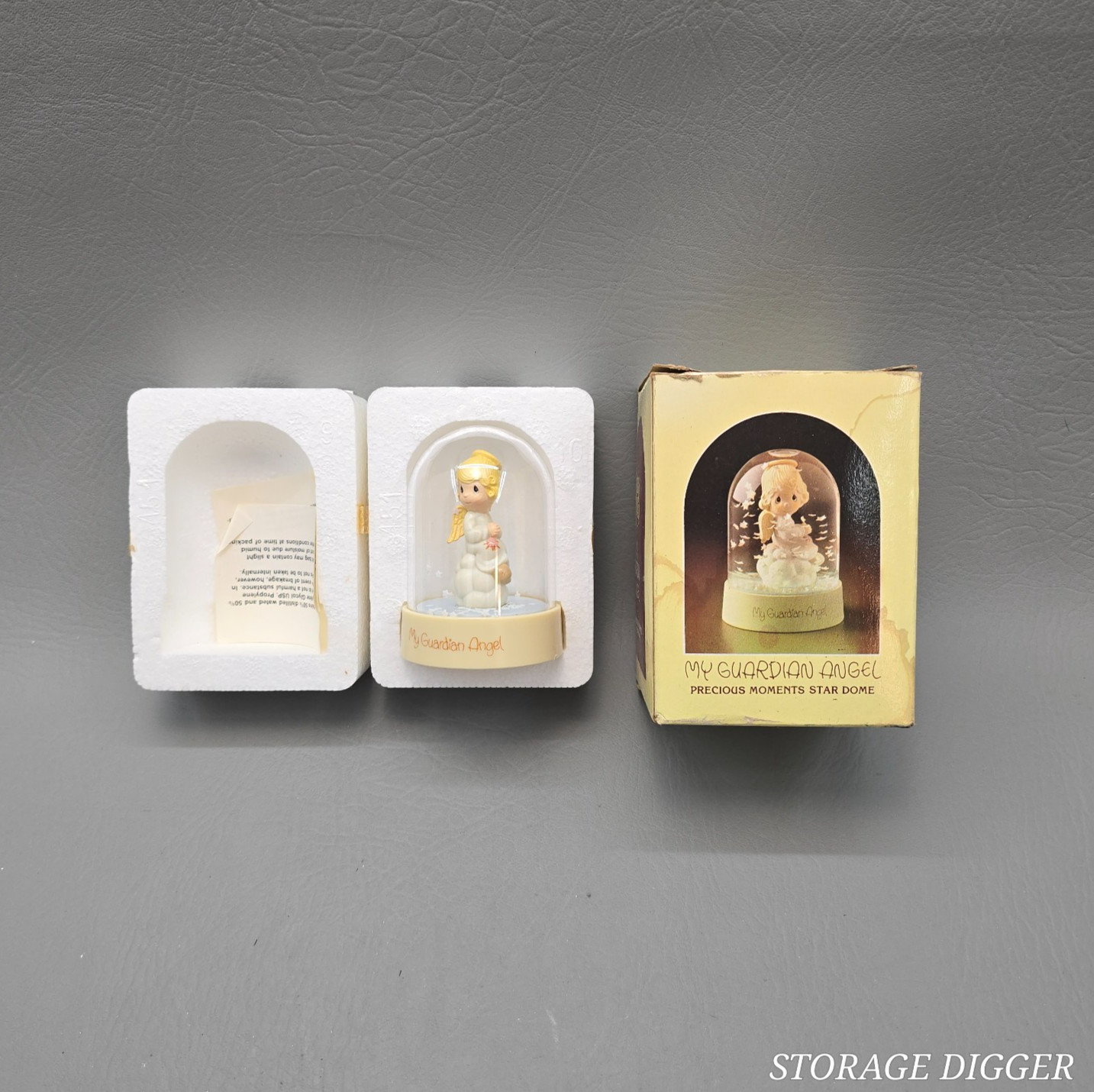 VTG Enesco 1982 Precious Moments My Guardian Angel Star Dome Snowglobes w/ Box