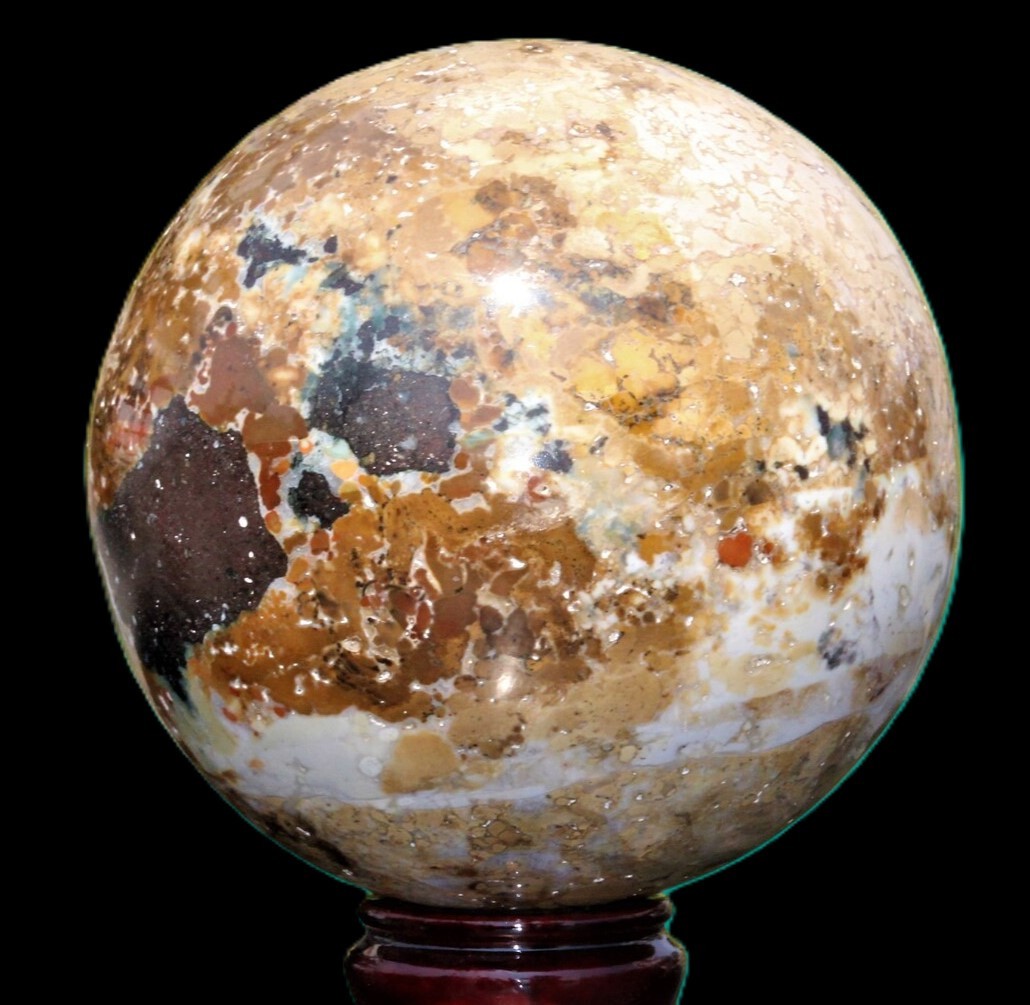 Large King Cobra Jasper Sphere: Reiki Healing Chakra Balancing Stone (135MM)