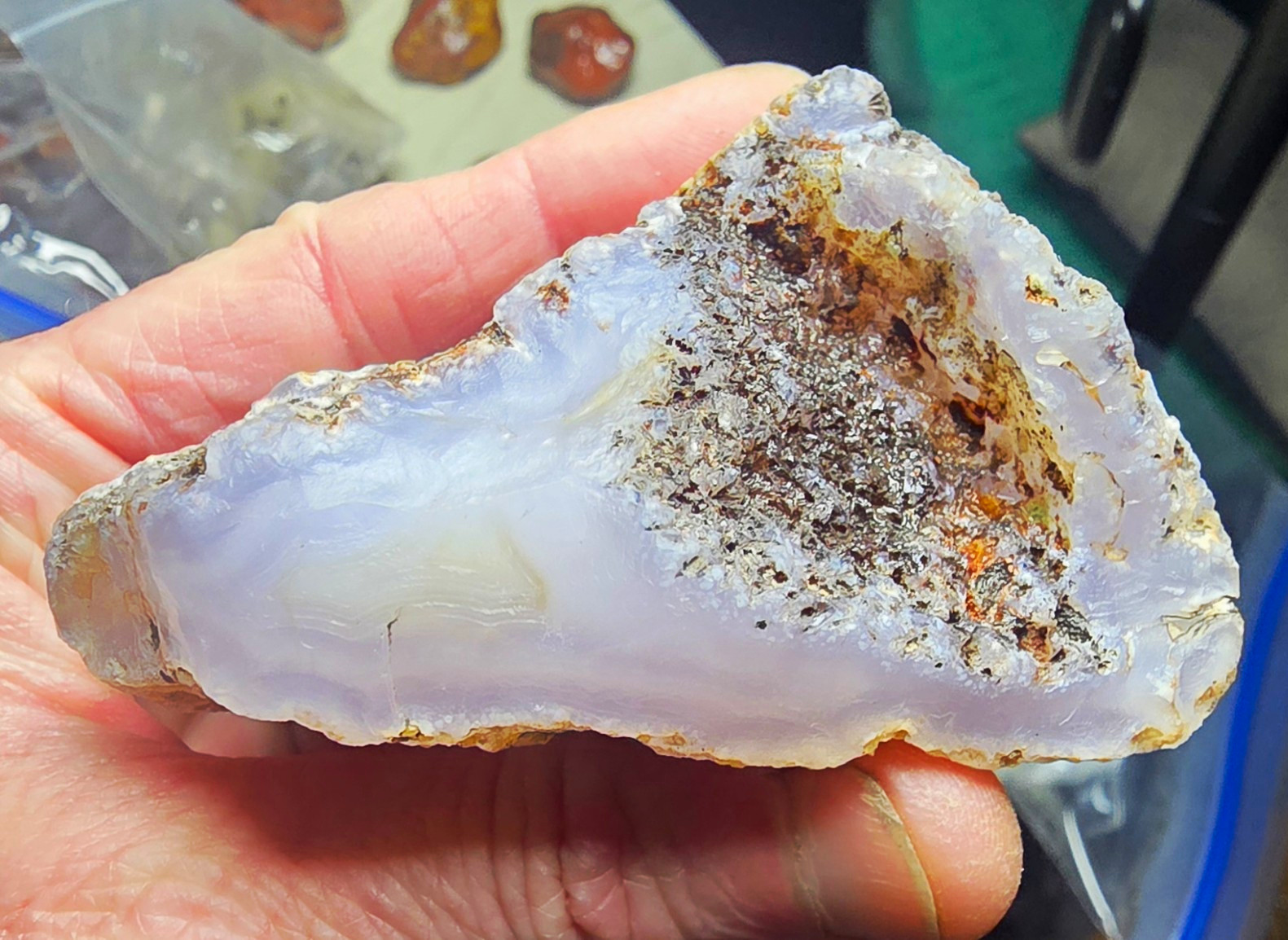 Blue Light Purple Chalcedony completely Banded Agate  Chunk 8.3oz.  Beautiful 