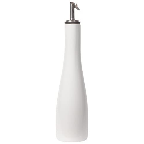 Now Designs DANICA White Cruet Ceramic Kitchen Oil Vinegar Server Bottle