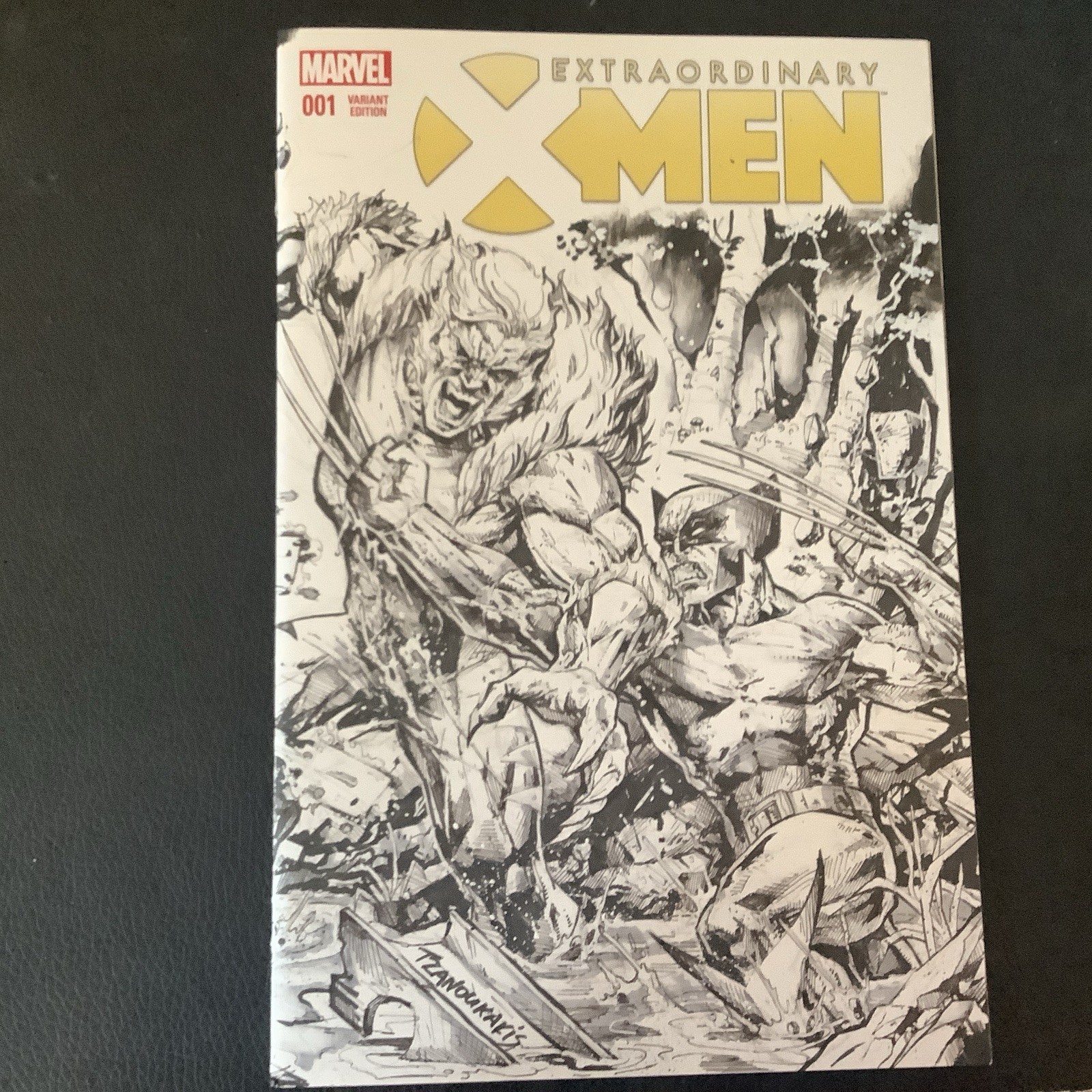 Original Art Sabertooth X-Men Blank Extraordinary X-Men#1;2016;COA Sept 2020