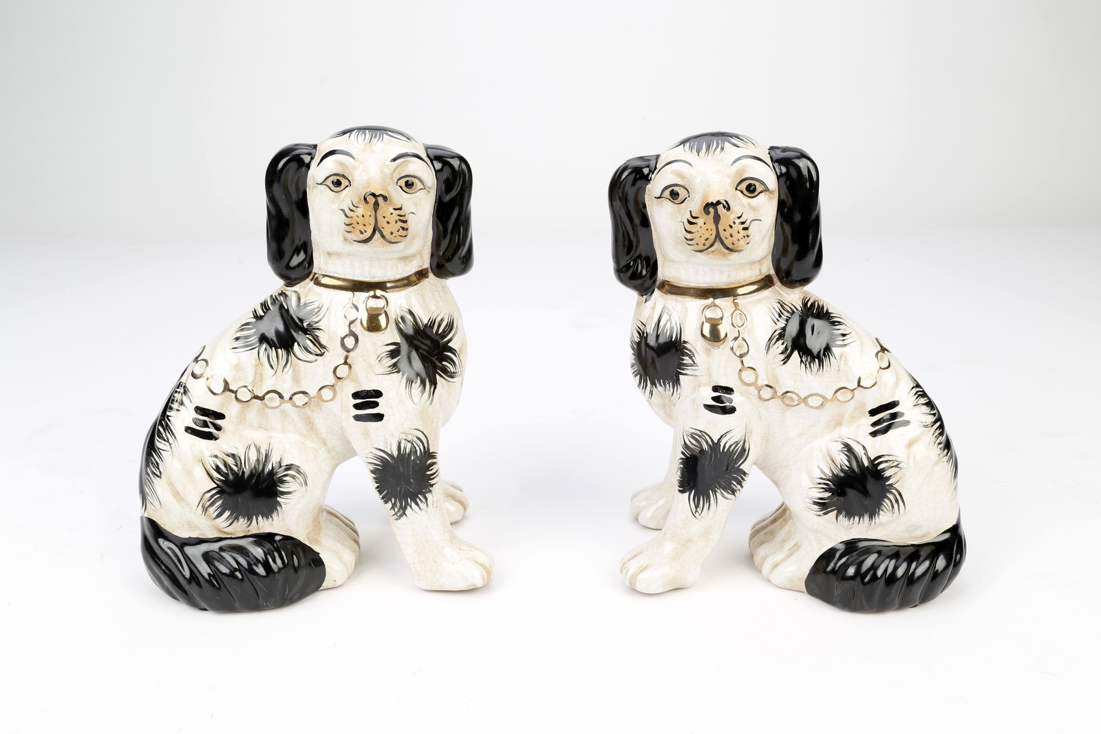 AAI Black and White Staffordshire Spaniels, Set of 2