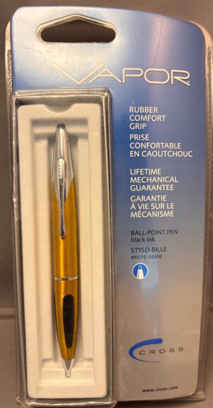 Cross 2005 Vapor Ball Point Pen Black Ink Silver & Golden Yellow New & Sealed