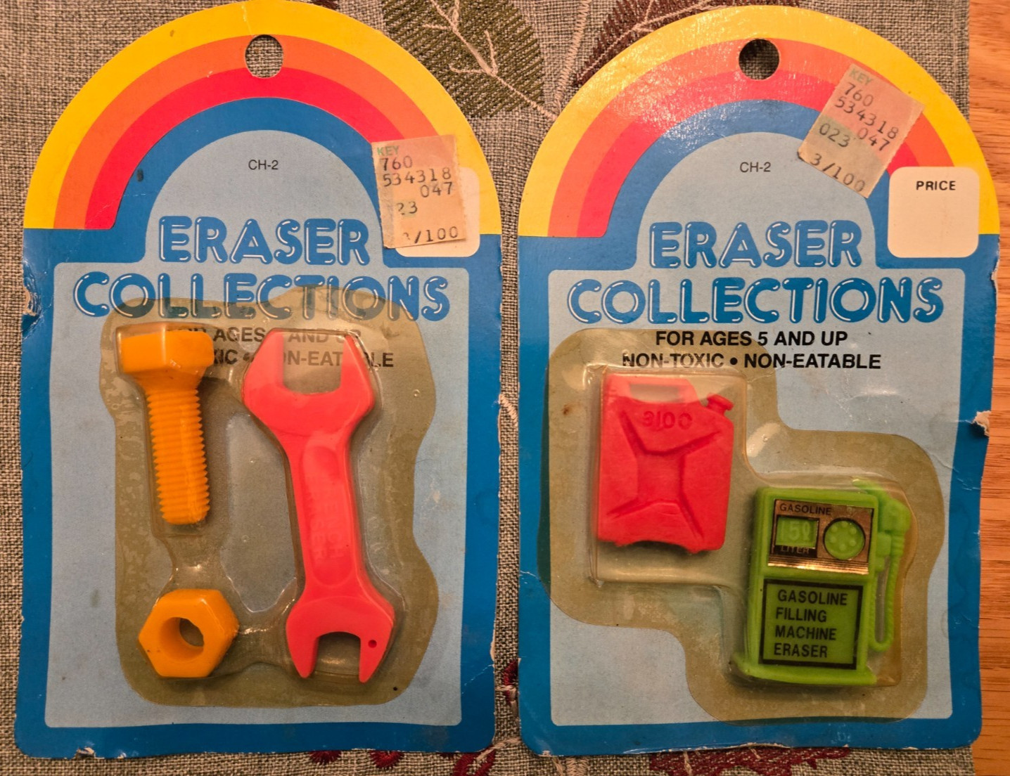 Vintage 80\'s Eraser Collections, 2 NIP, Gas Can, Gas Pump, Wrench, Nut & Bolt Vintage 80\'s Eraser Collections, 2 NIP, Gas Can, Gas Pump, Wrench, Nut & Bolt