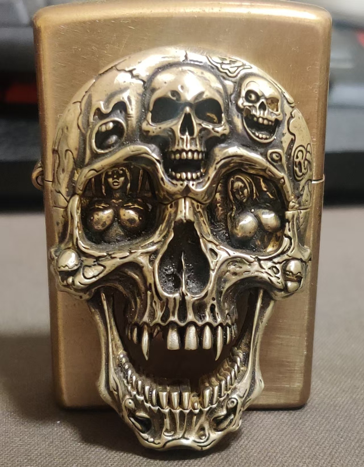 1 pcs Brass Skull Girl Eyes sticker Lighter DIY Accessories