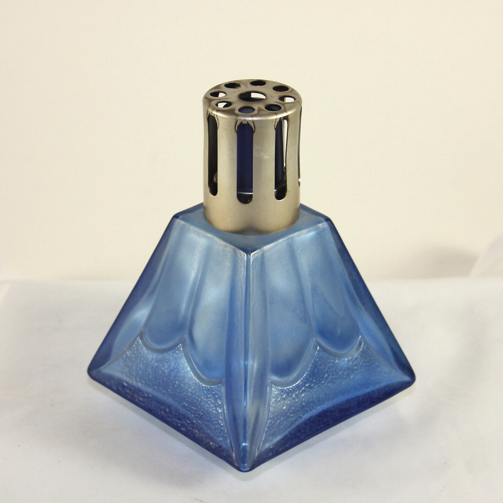 Vintage Art Deco French Lampe Berger, brule parfum, blue glass
