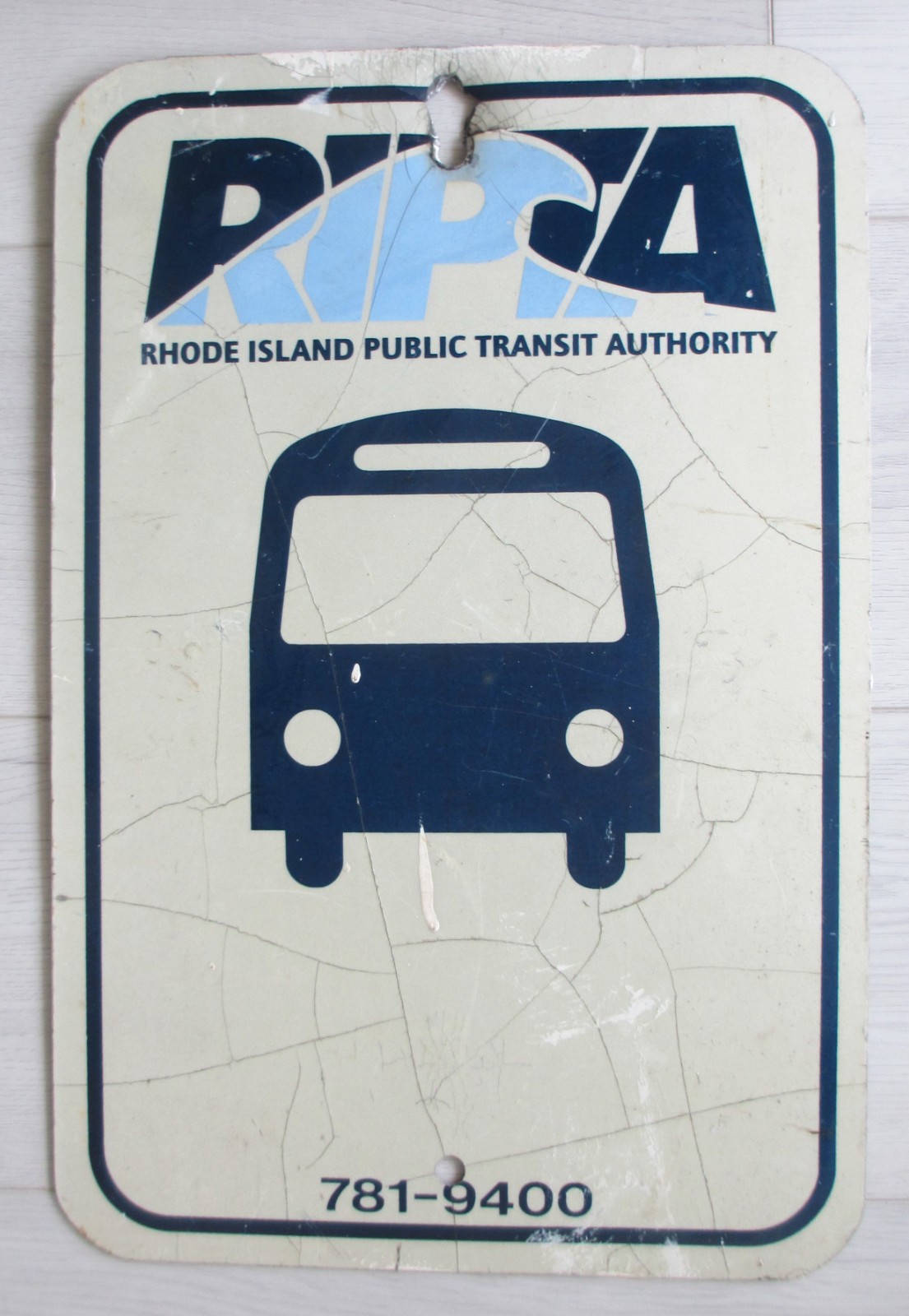 Vintage Rhode Island Public Transit Ripta Bus Stop Aluminum Sign