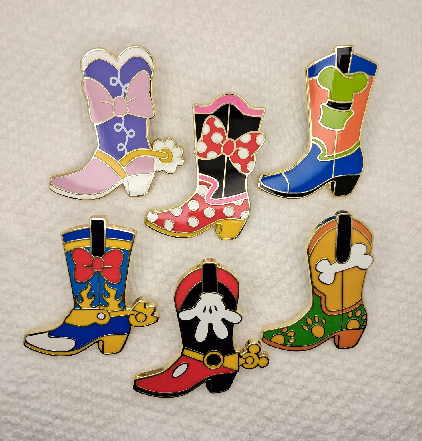 Disney Loungefly Our Universe Cowboy Boots Mystery 6 Pin Set Mickey and Friends