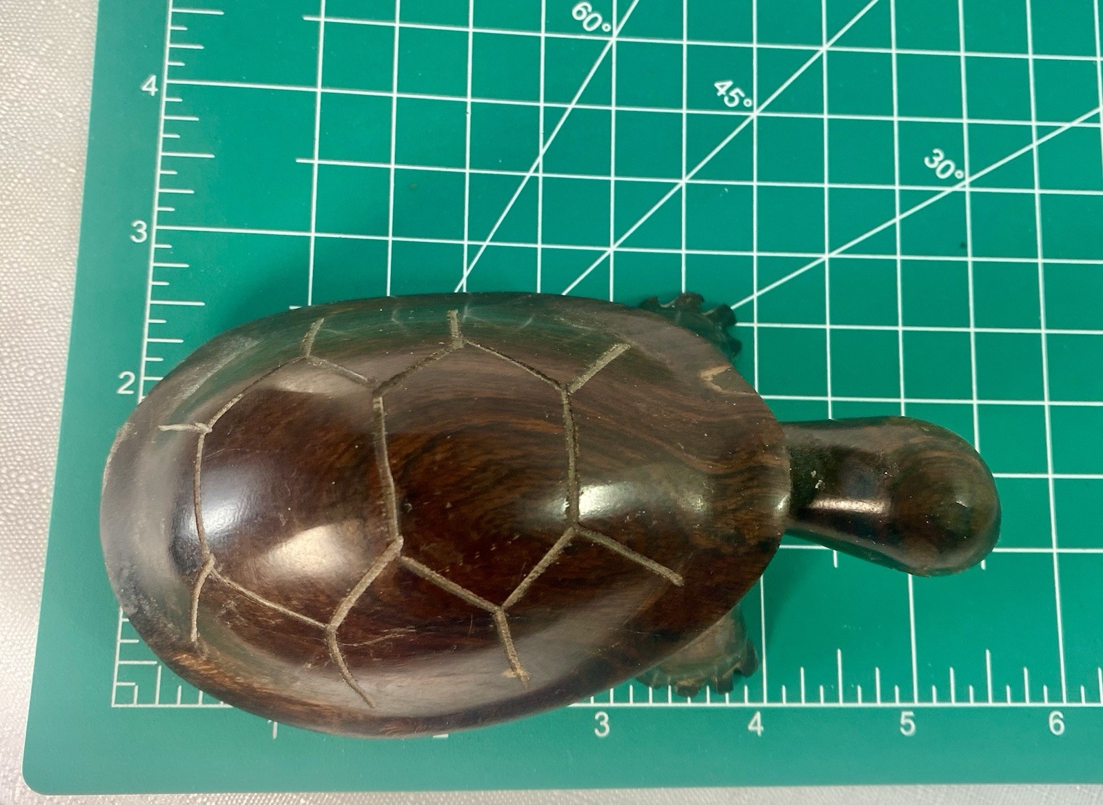 Artisan Hand Carved Turtle Mahogany Solid Wood Turtle Figurine 5 inches Beach