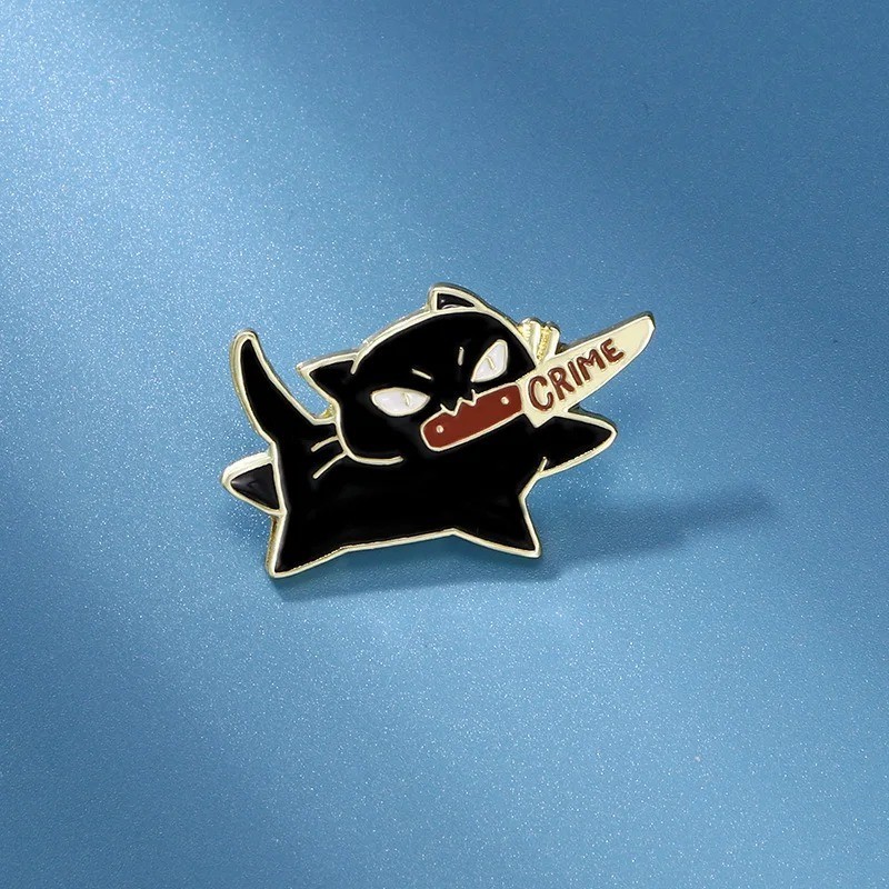 Cute Black Cat Enamel Brooch Cartoon Animal Lapel Pin Backpack Hat Clothing Acce