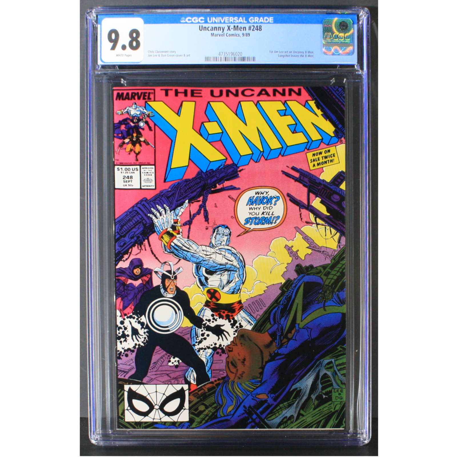 UNCANNY X-MEN 248 (Marvel Comics, 1989) CGC Graded 9.8  1st JIM LEE ~WHITE Pages