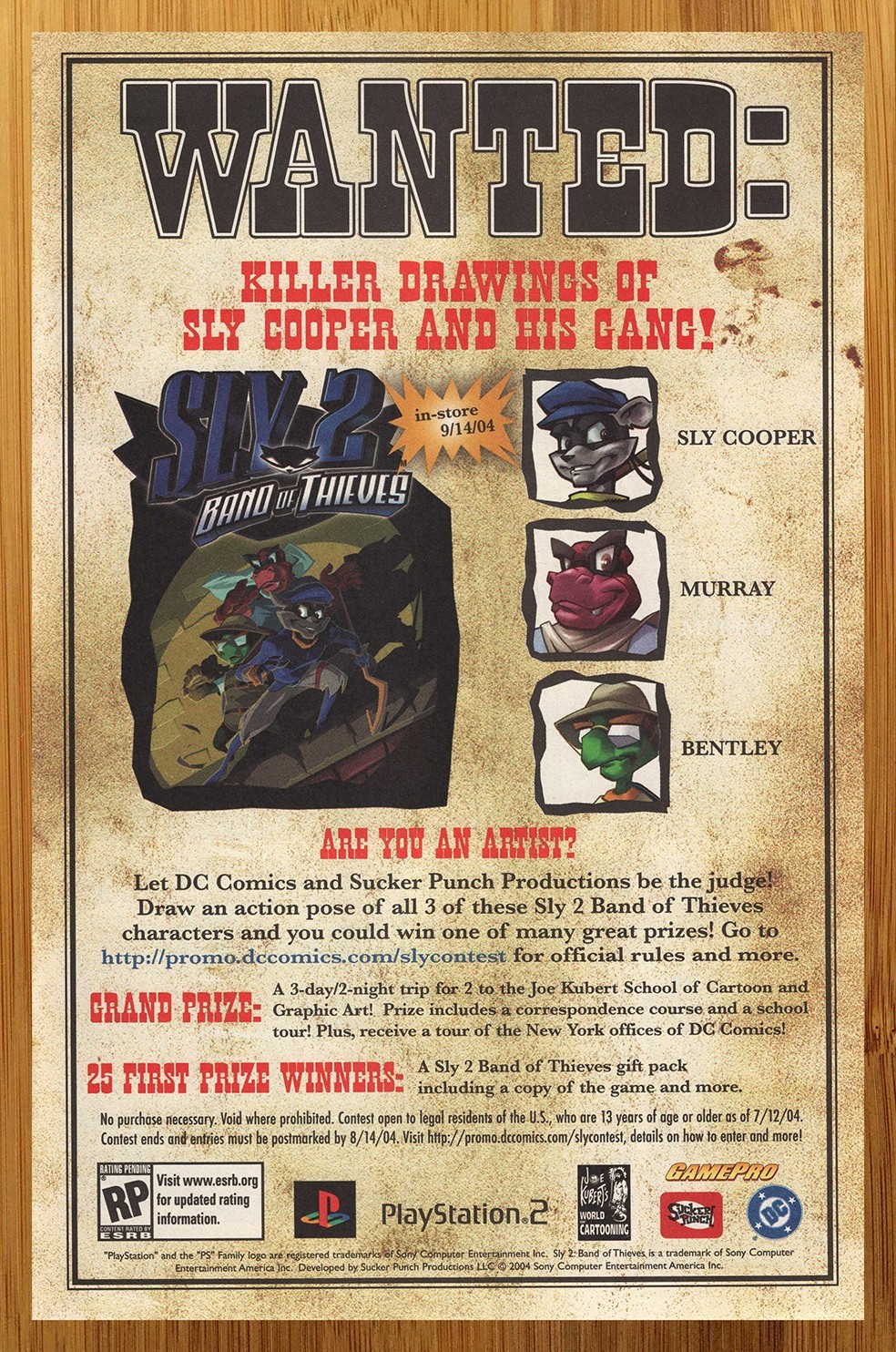 2004 Sly Cooper 2 Band of Thieves Playstation 2 PS2 Print Ad/Poster Promo Art