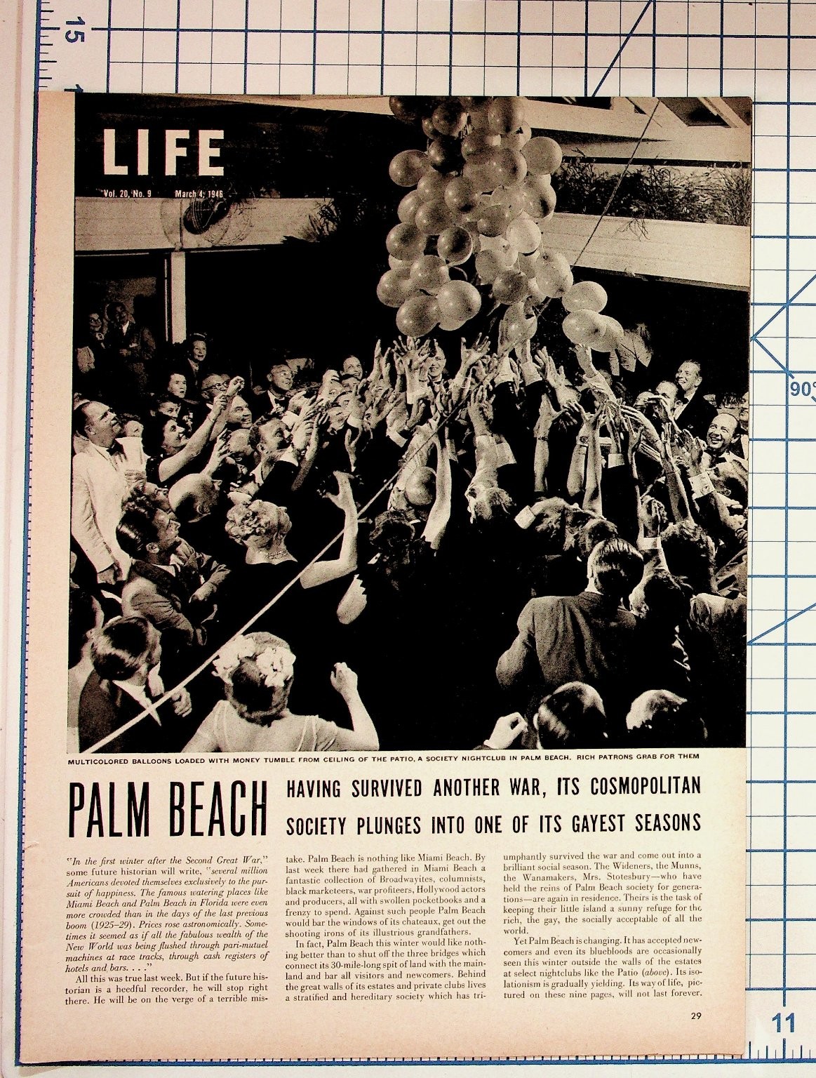 1946 Palm Beach Society Post-WWII Florida Socialites Vintage Print Article