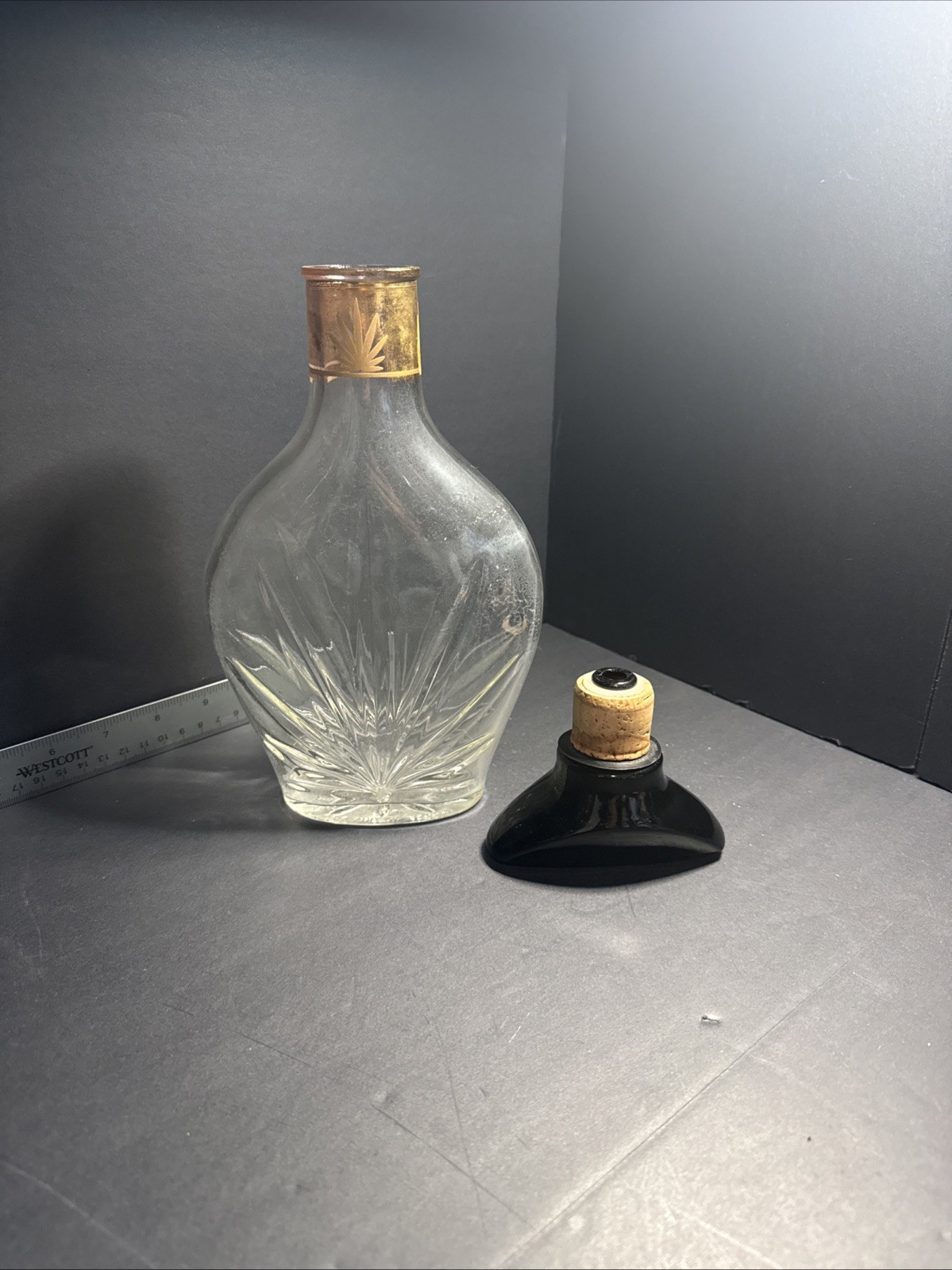 1959 Jim Bean Clear Glass Leaf-Pattern Decanter