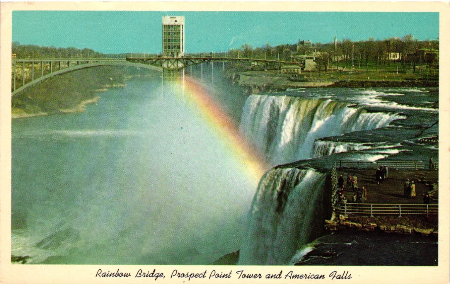 Niagara Falls Rainbow Bridge American Falls Prospect Point Tower Postcard