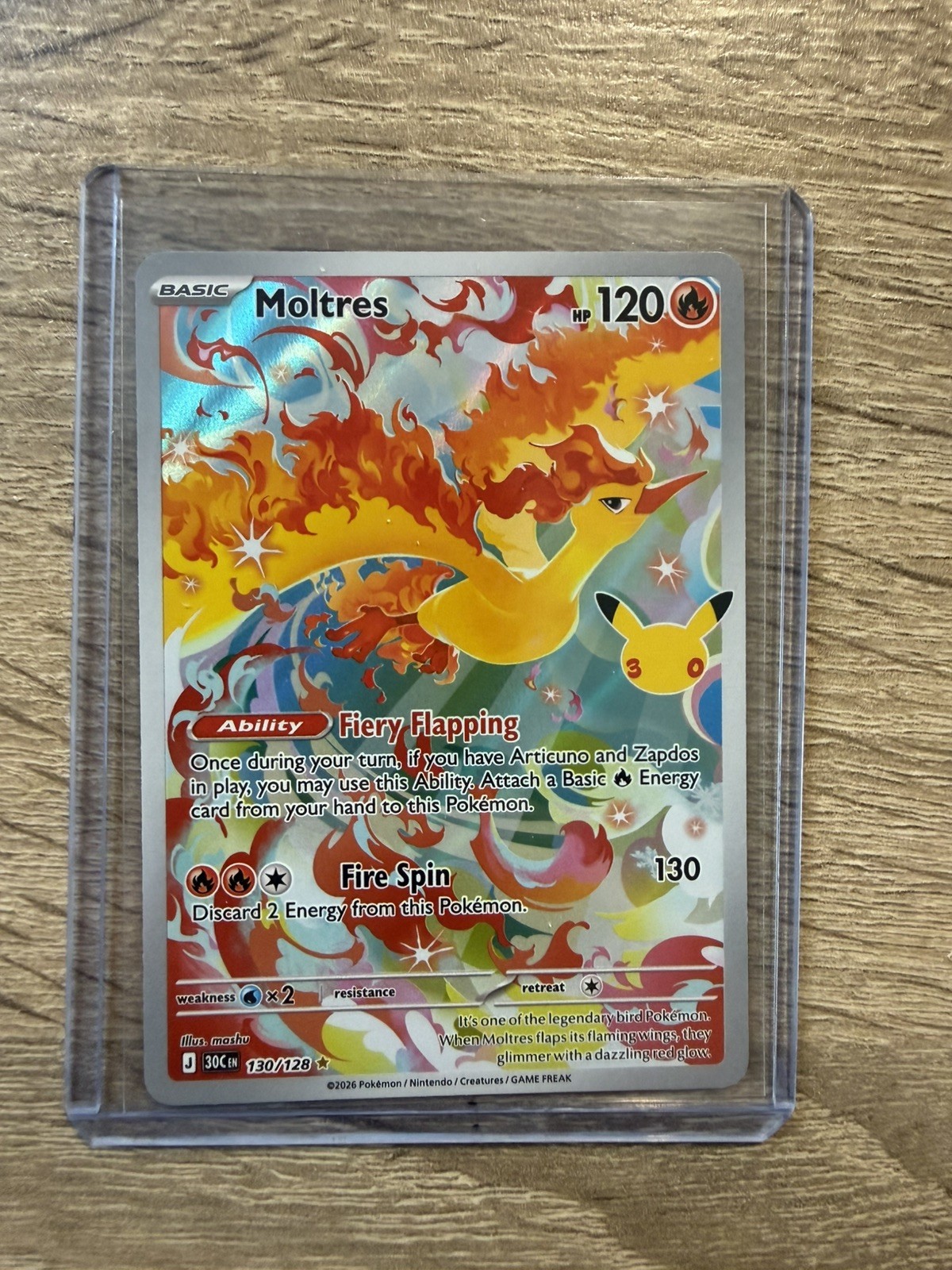 Pokémon TCG Moltres 130/128 30th Anniversary Rare Full Art Holo EN Pokémon TCG Moltres 130/128 30th Anniversary Rare Full Art Holo EN