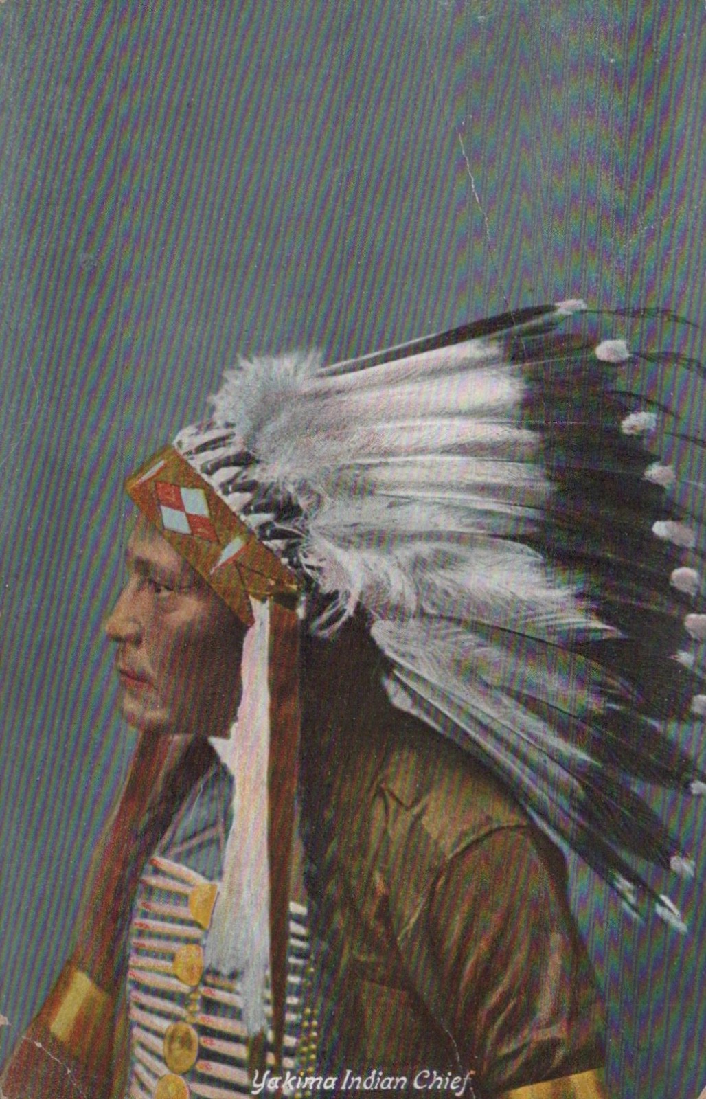 POSTCARD NATIVE AMERICANA YAKIMA INDIAN CHIEF - 1914