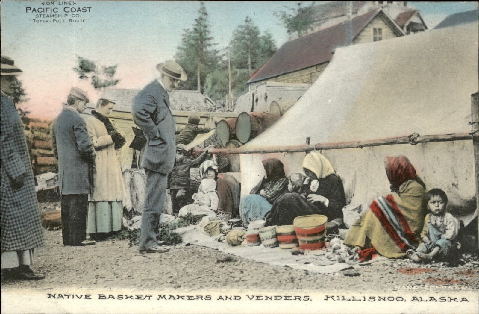 Klawock AK Native Basket Makers and Venders c1900s-10s Vintage Postcard