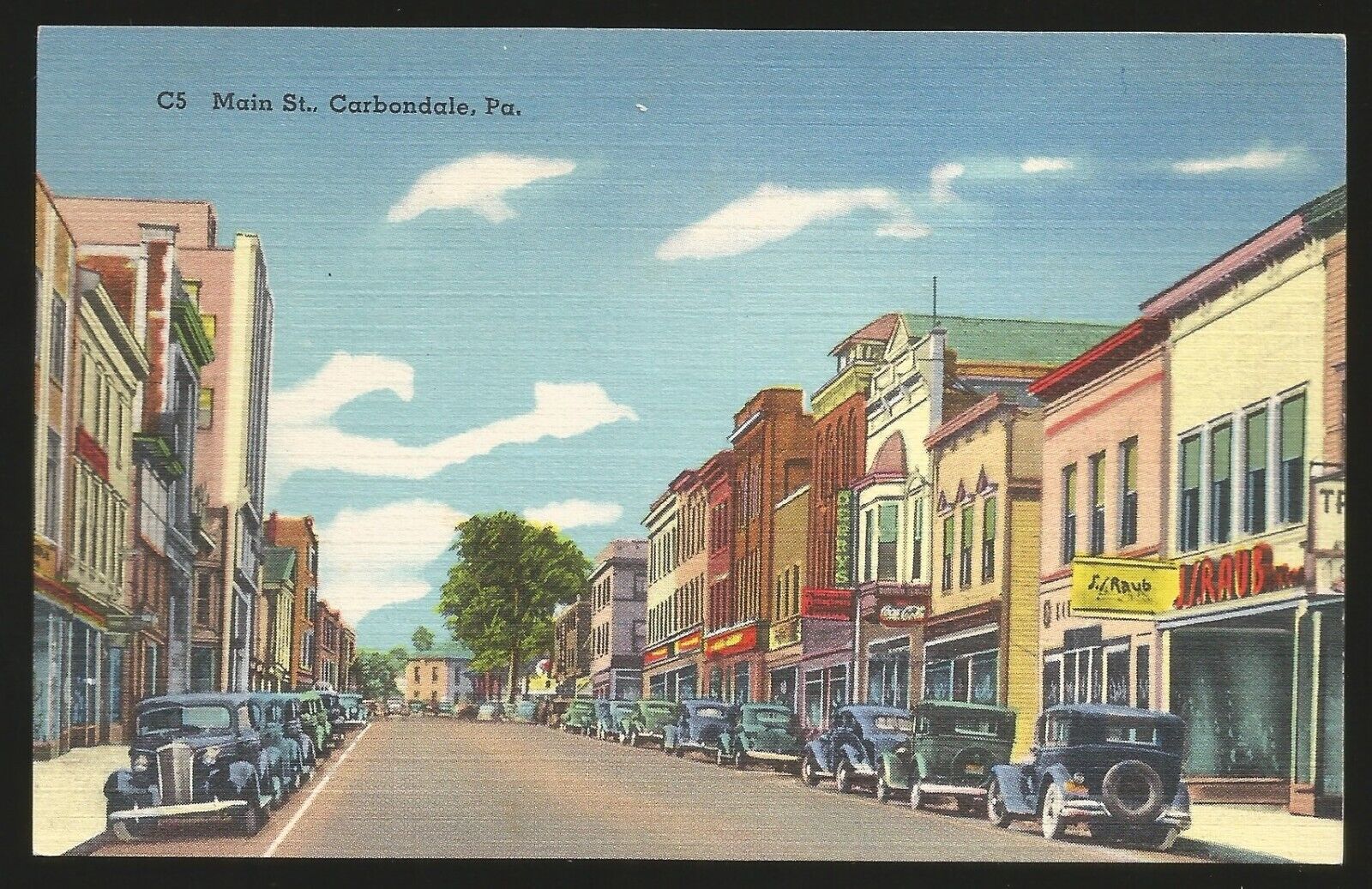 CARBONDALE, PA - MAIN ST. c1940's Linen ppc. Nice Condition. Unused