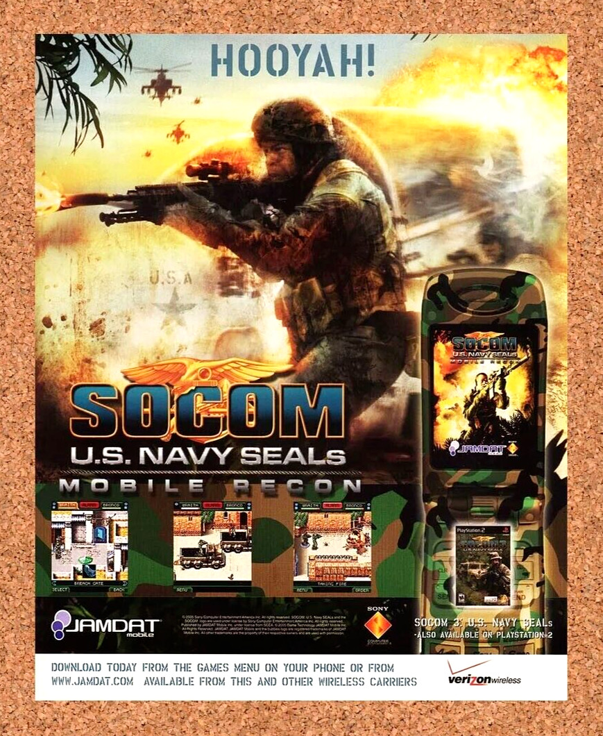 Socom US Navy Seals Mobile Original 2006 Ad Authentic Obscure Video Game Promo Socom US Navy Seals Mobile Original 2006 Ad Authentic Obscure Video Game Promo