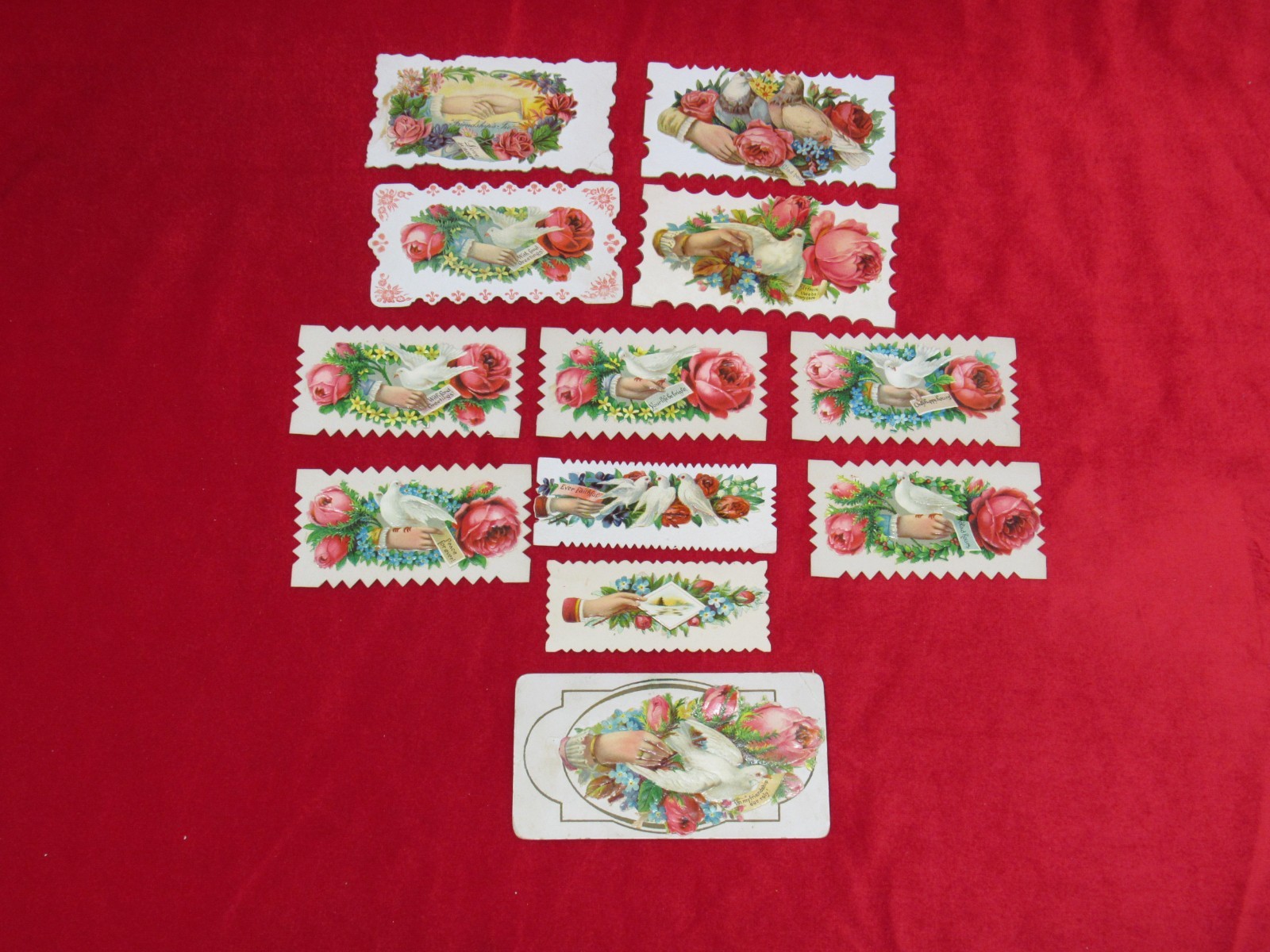 Lot Of 12 Antique Die Cut Victorian Calling Cards.