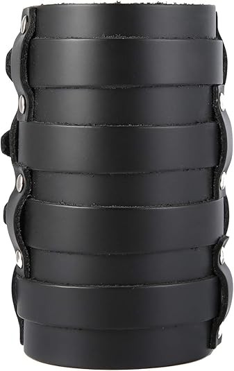 Mens Leather Wide Triple Strap Cuff Wrap Gauntlet Wristband Buckle Fastening