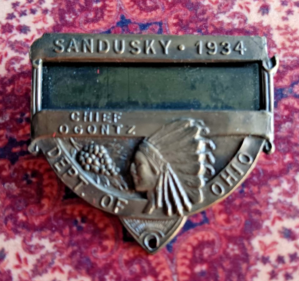 Department Of Ohio Indian Head Badge Medal 1934 Sandusky Chief Ogontz Greenduck