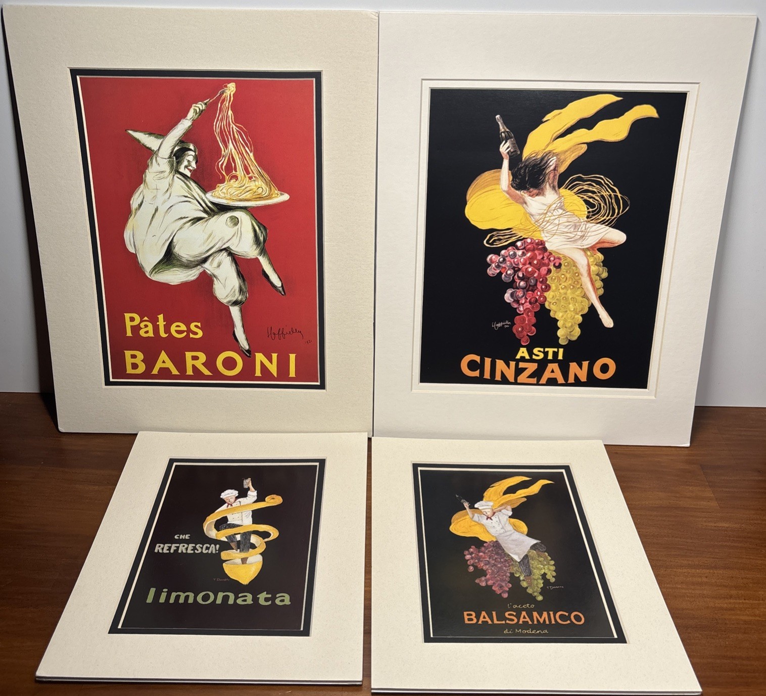 Lot Of 4 Leonetto Cappiello And T. Doughty Art Prints Double Matted 11x14/8x10