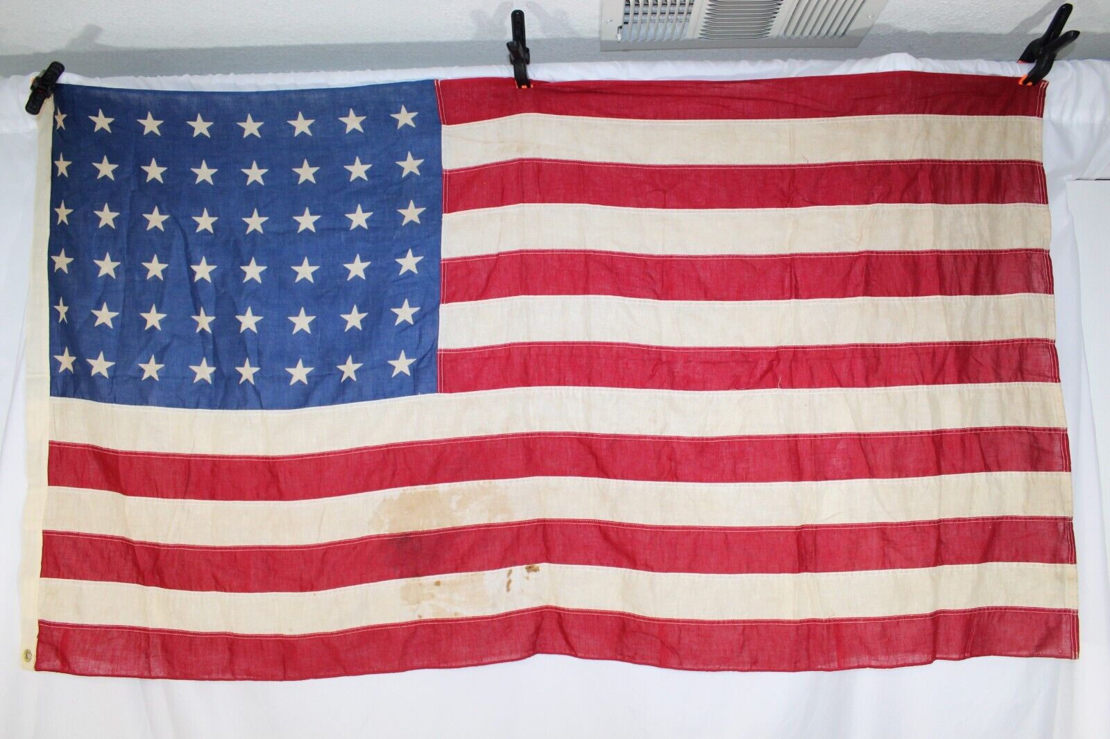 48-Star US American Flag Vintage Cotton Valley Forge Flag Co. 1940s 3ft x 5ft