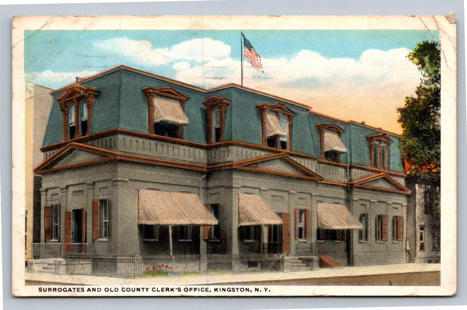 1919 Kingston NY Surrogates Old County Clerk\'s Office Postcard Swastika 1919 Kingston NY Surrogates Old County Clerk\'s Office Postcard Swastika