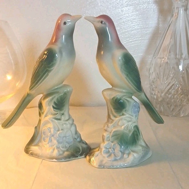 Vintage pair Royal Copley MCM Flycatcher Bird lot midcentury modern figurine htf