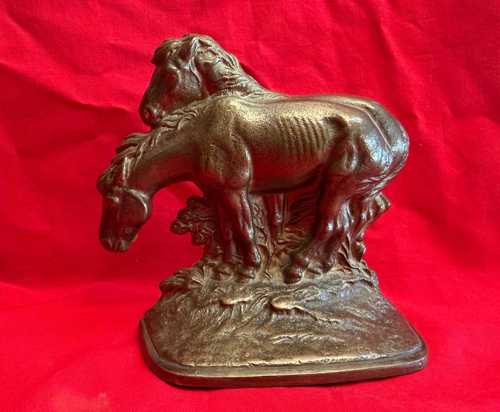 Vintage Interesting Art Deco 1930's TWO HORSE  Bronze Bookend