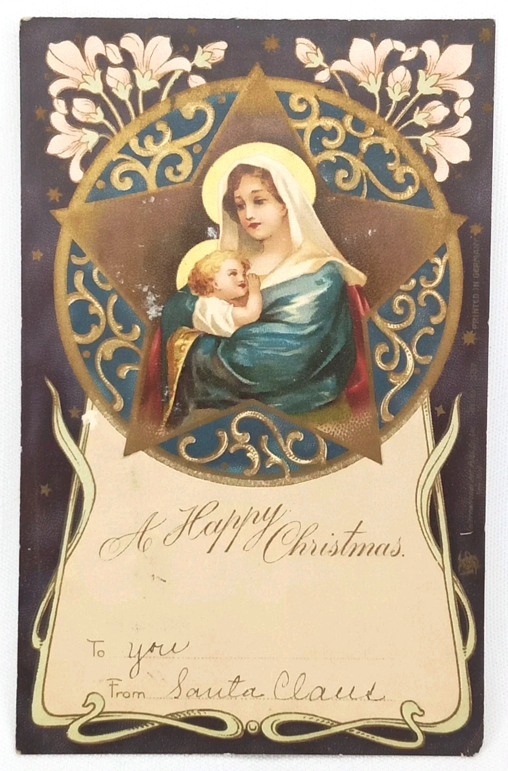 IAPC Christmas Postcard Mary & Baby Jesus Antique Posted 1904 Washington DC