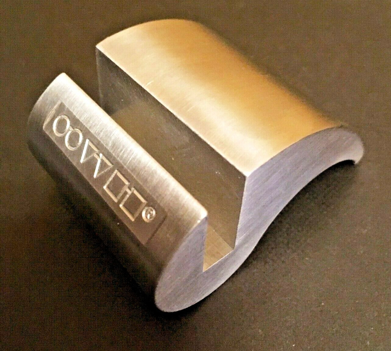 Desktop Business Cards Holder Silver Tone Metal MODERN DESIGN 1-1/2” x 2”