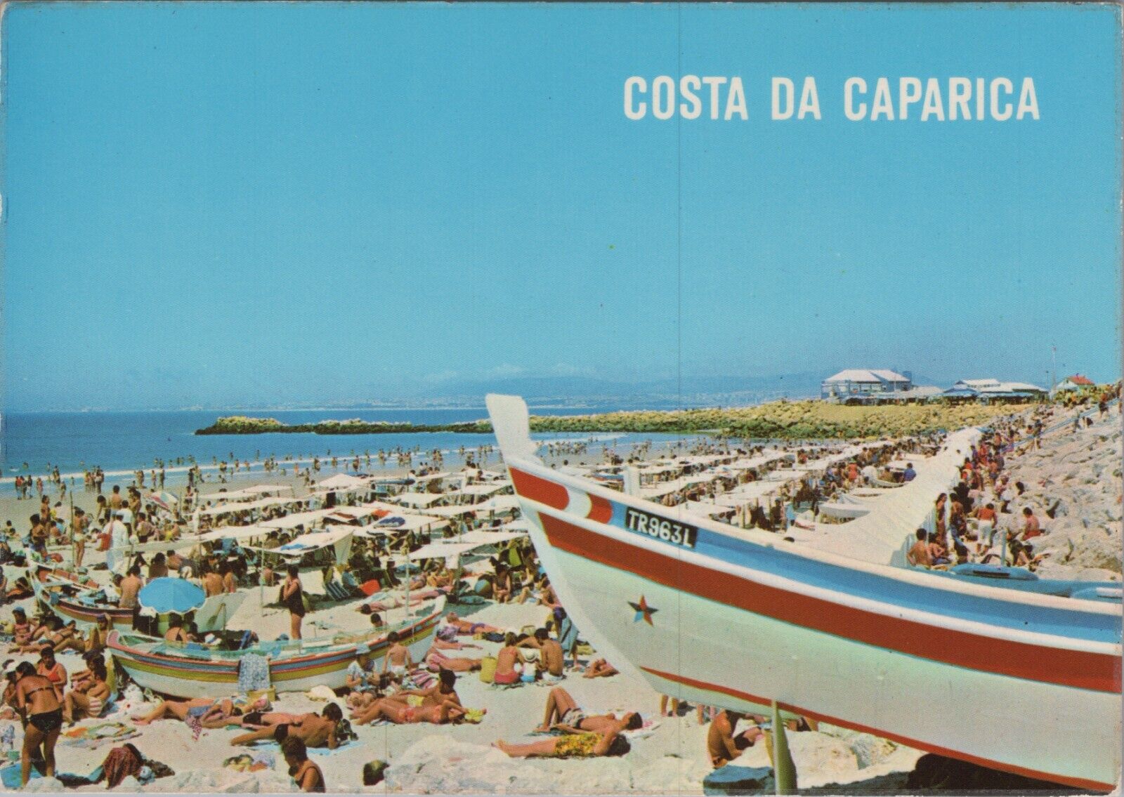 Costa da Caparica, Portugal, Brightly Painted Boat Beach Postcard UNP B3511.D1